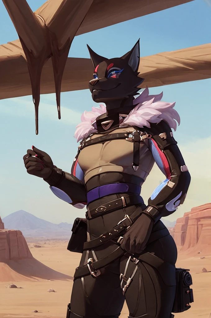  Pack leader highwire, seductive, thick thighs, desert view, realistic, best quality, masterpiece, ultra detail, ultra high res