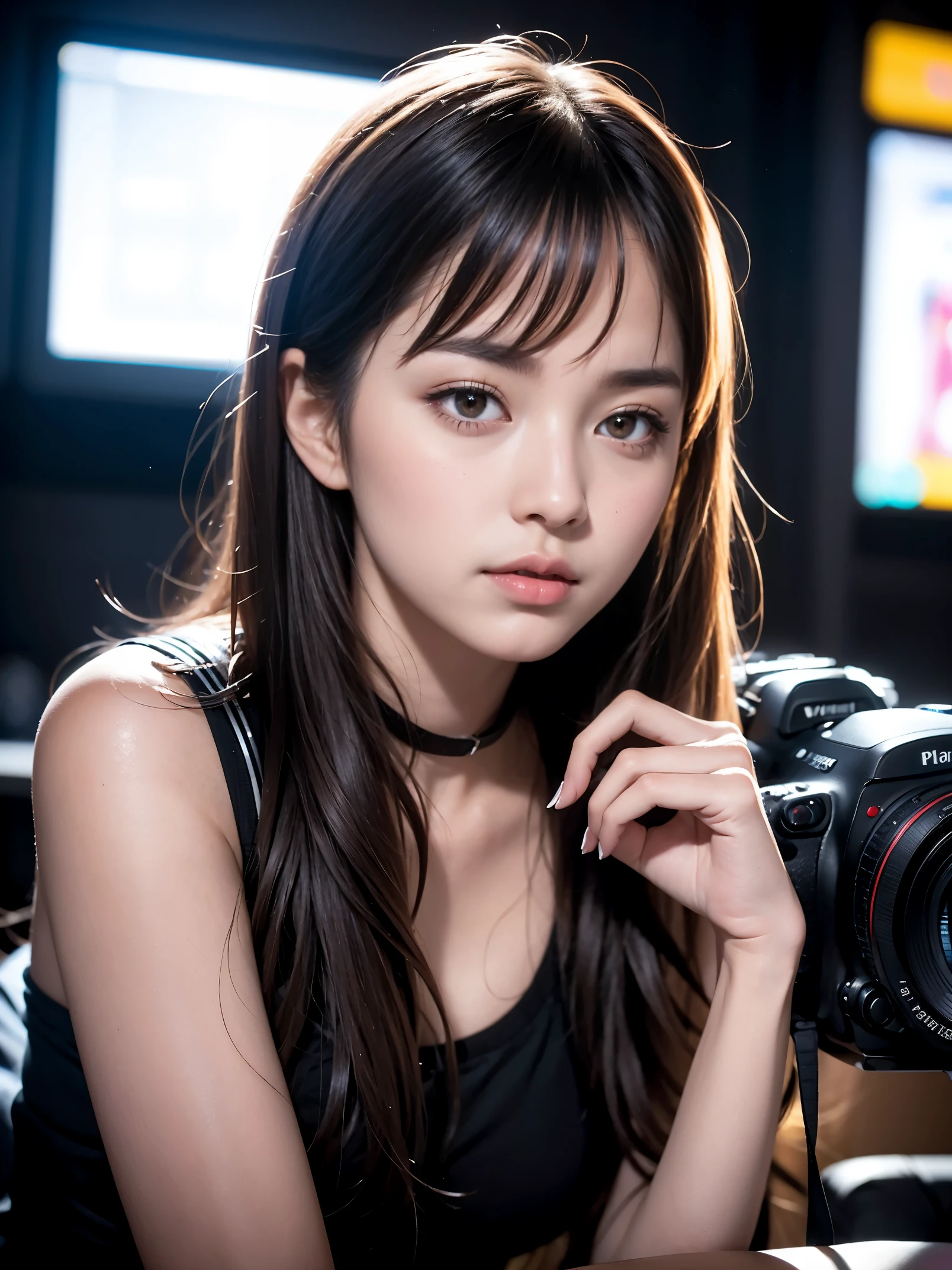 ((最high quality、8K、masterpiece、Portrait:1.3)), Follistic, Disposable Cameras, 35mm film, high quality, One Woman's Voice, Japanese, 30-year-old woman, Beauty, huge , 31 years old, Plump body, Wavy Hair, Wrinkles around the eyes, 、Messy room、Apartment kitchen、Lace pattern bra、Lace pattern panties、barefoot、、wedding ring、belly button、Rat Trail Section、Cleavage、Tie your hair back、A lustful look