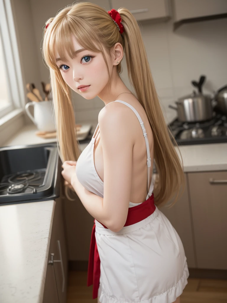 (((fullnude))), (((pinafore))), (((NAKED Apron))), ((Small Panties)), Kitchen at home, Smiling smile, (NSFW), 1womanl, 独奏, 24 year old, 7headed body, (Ideal ratio body proportions), (Composition from head to thigh), erectile nipple, Sexy body, Wet, short-hair, Dark hair, small tits, A slender, Small buttocks, beauty legs, Skinny Legs, surrealism, Cinematic lighting, depth of fields, One-person viewpoint, F/1.8, 135 mm, nffsw, masutepiece, ccurate, ((Anatomically correct)), Textured skin, Super Detail, high details, High quality, awardwinning, Best Quality, hight resolution, 8K