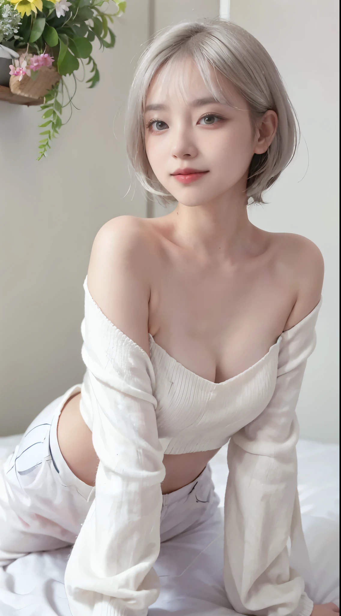 Feels natural without discomfort、Correction section depicts background、white wall、