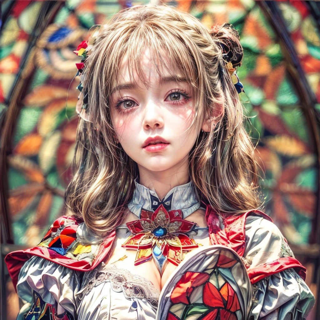 (NSFW:-0.98) . White and Red, (Dazzling colorful light pours down and reflects:1.2), (Physically-based Rendering with incredible detailed Textures), Award-winning Masterpiece of professional Analogue photograpy, { (((Photorealistic:1.37))) | (Hasselblad with F2.8) }, (((Acutance:0.99, Dynamic- Closeup:1.37), { from below | from side } )) . (KAWAII girls in (school uniform)) with visible Overflowing Cleavage and Navel without bra . (((Extremely detailed KAWAII face variations)) with joyful expressions), { Glossy cute Lips Closeup | Detailed natural eyes with sparkling highlights and long eyelashes | Rosy cheeks | Navel | (pretty Ass) | (Overflowing underboob) | Oiled ivory skin Details | White panties with (blood seeping only in crotch area) | ((full of Flowers covering girl's body:1.15)) | (((Dazzling colorful stained glass with stunning elaborate details:1.2))) | Mystic sight | A Halo ling in the air | God rays | Haze | Lens flare } . Ultra-detailed, (Exposed:0.8), (((Nipple:-0.9))) .