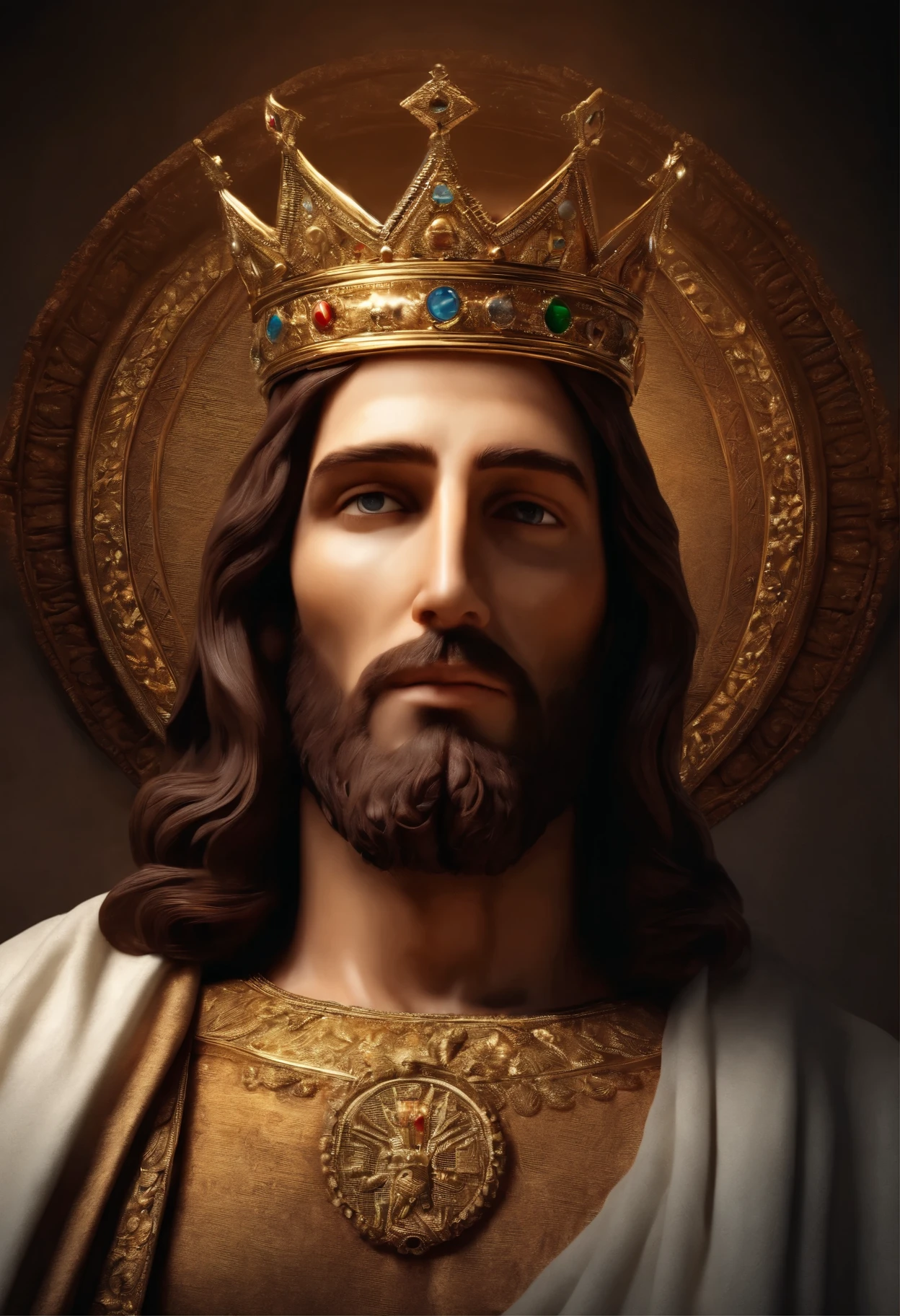 Jesus Christ face with throne crown wearing, beautiful, masterpiece, ultra detail,portrait, 32k