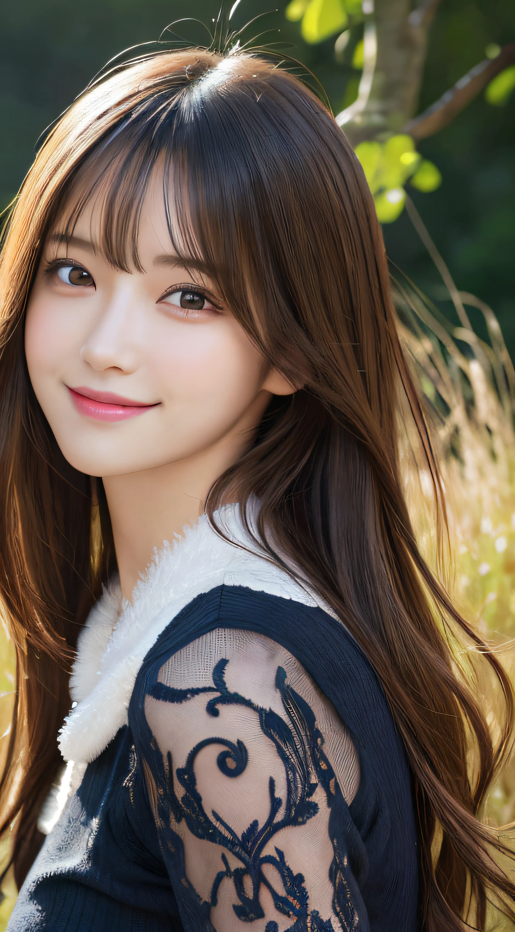 masutepiece, Best Quality, Illustration, Ultra-detailed, finely detail, hight resolution, 8K Wallpaper, Perfect dynamic composition, Beautiful detailed eyes, doress,Medium Hair, Big are visible, Natural Color Lip, Random and sexy poses,Smile,20 years girl