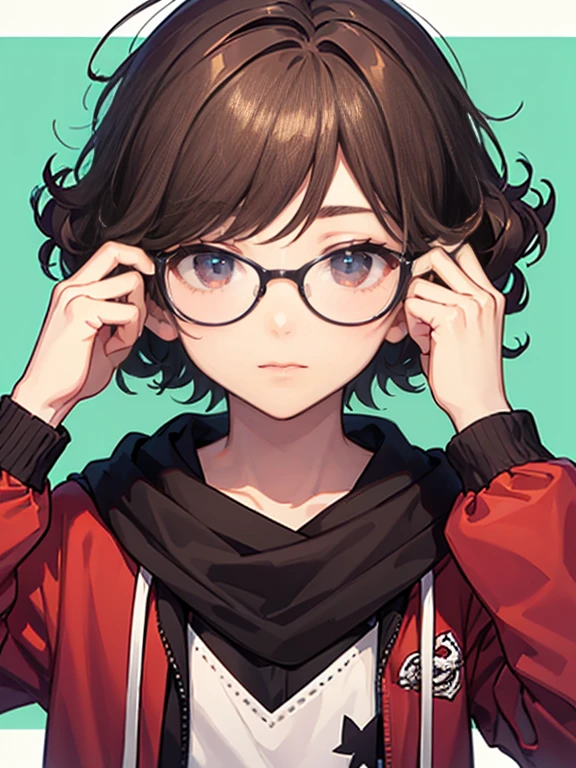 Shota　Hair fluffy perm　boy　Glasses