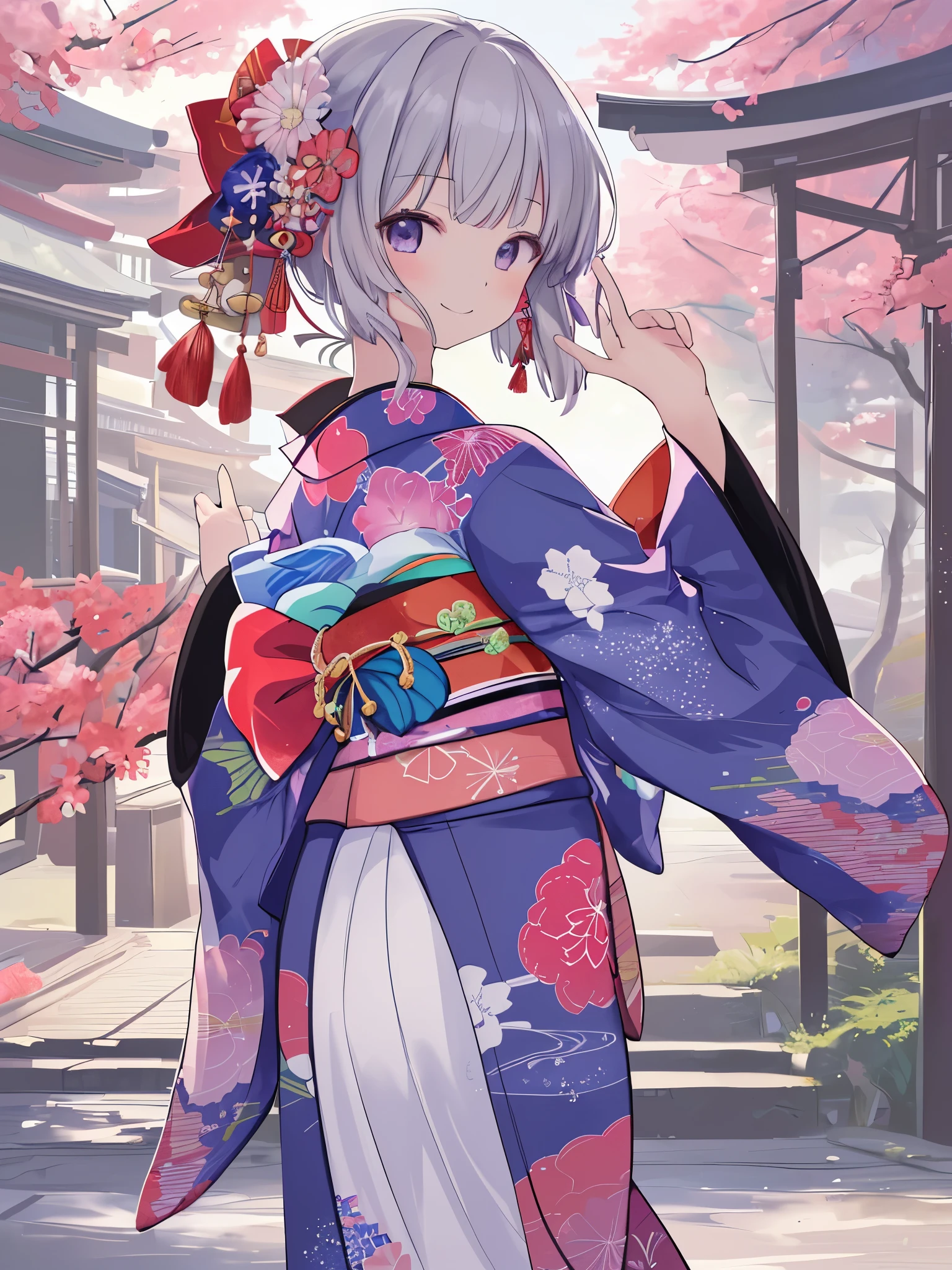 masterpiece, highres, best quality, 1girl solo, kamisato_ayaka, smile, kimono  