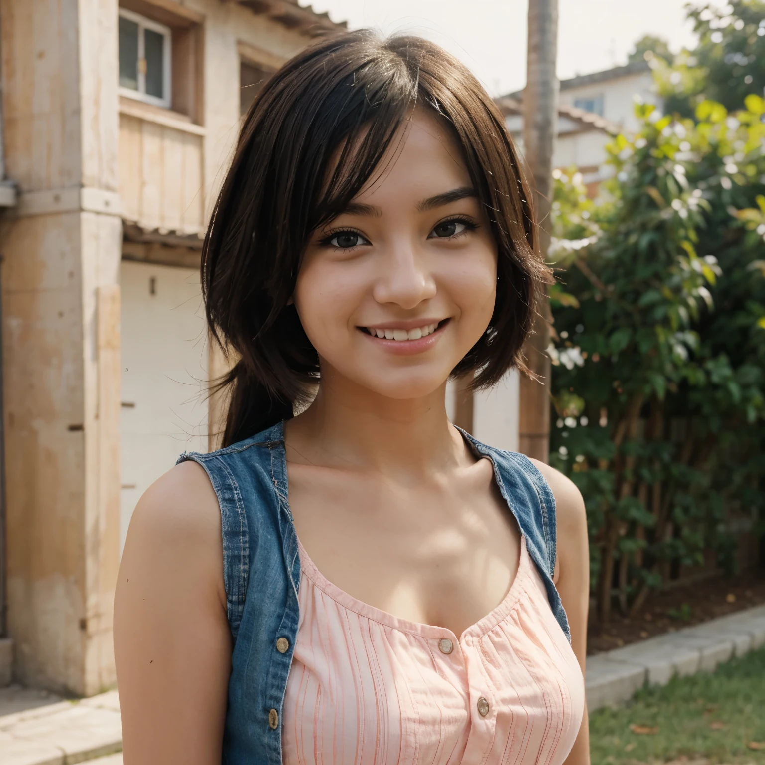 Japanese girl 14 years old. en un callejon. mirada sonriente. ojos abiertos. de frente a la camara. small tits. desnuda. vello pubico. imagen cuerpo entero