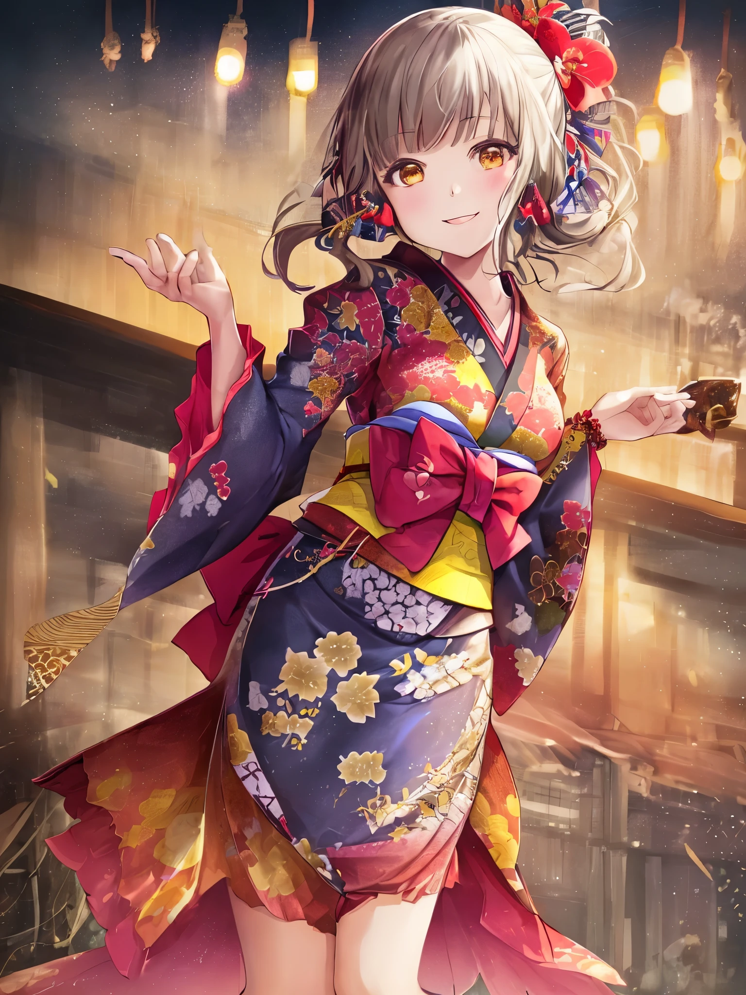 1girl solo, kamisato_ayaka, smile, kimono masterpiece, highres, best quality