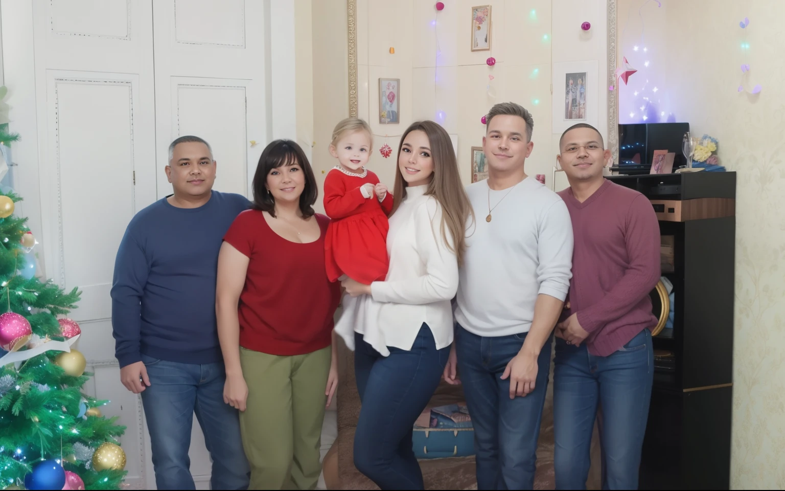 family photo of 4 members, 1 father, 1 mother, 1 son and 1 daughter, studio photo
