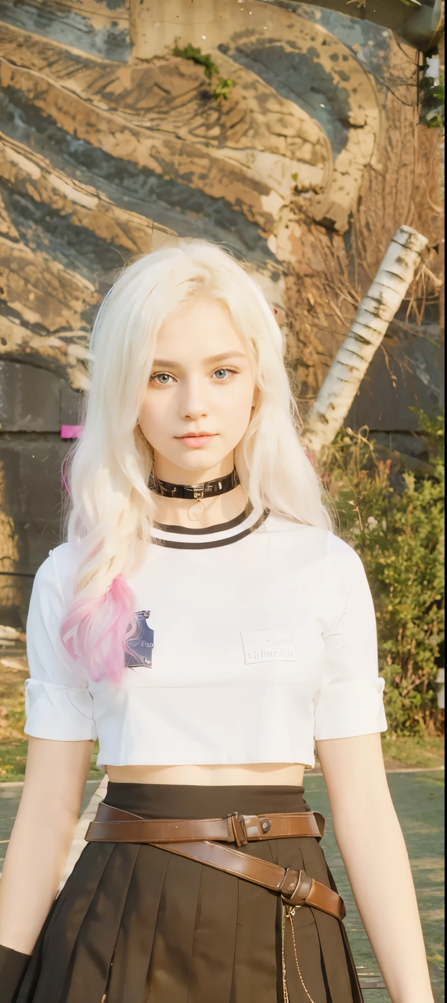 (8k, RAW Photography, top-quality, masterpiece:1.2), 1girl, 3d, voluptuous body, beautiful face, photogenic , 3D, Blazer uniform, long blonde hair in curls, hands raised, school ground, s lips, High school student, schoolyard, school uniform, real, shinny skin、Beautiful delicate face、Beautiful delicate eyes、a miniskirt 、Multiple people,A White Cat On Her Head