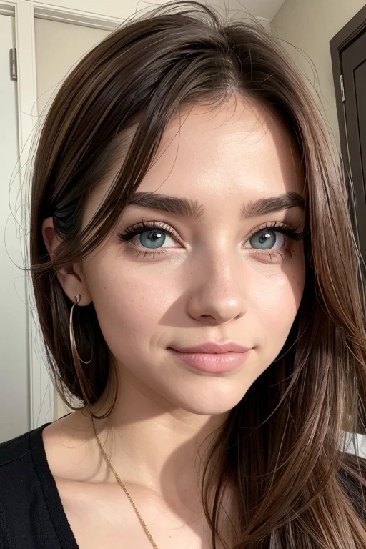 pussy, Belle fille, Marron_eyeeautiful mince adolescente de 18 ans, cheveux color [Brown highlights cheveux], [Pixie undercut] cheveux)), boucles d’oreilles, lèvres, Réaliste, taille étroite, charmant, pink lèvrestick, maquillage coloré, Cils longs, boucles d’oreilles, porter de l’eye-liner, peau claire, (mignon), (face détaillée), Yeux détaillés, Iris détaillé, en nuisette de nuit, pyjama,  {De la tête aux pieds, montrant tout ton corps:1.7}, un sourire