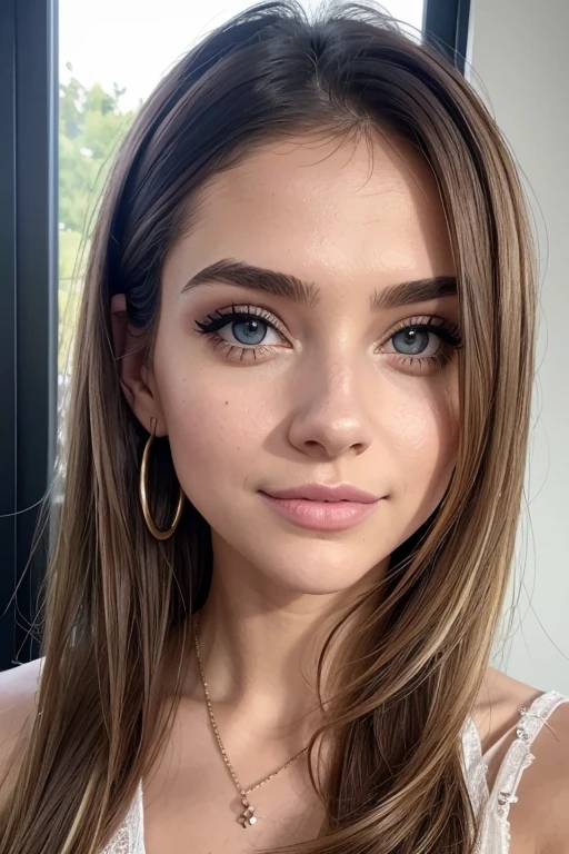 pussy, Belle fille, Marron_eyeeautiful mince adolescente de 18 ans, cheveux color [Brown highlights cheveux], [Pixie undercut] cheveux)), boucles d’oreilles, lèvres, Réaliste, taille étroite, charmant, pink lèvrestick, maquillage coloré, Cils longs, boucles d’oreilles, porter de l’eye-liner, peau claire, (mignon), (face détaillée), Yeux détaillés, Iris détaillé, en nuisette de nuit, pyjama,  {De la tête aux pieds, montrant tout ton corps:1.7}, un sourire