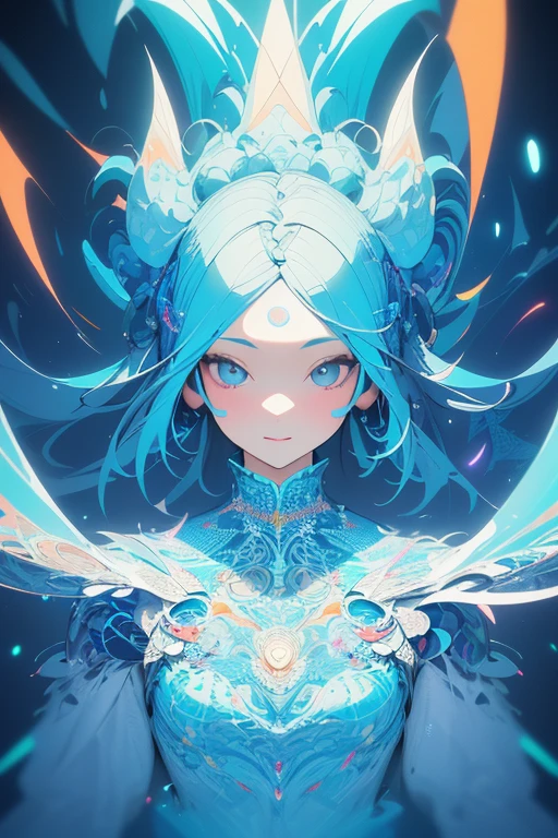 (masterpiece, best quality:1.2),(concept art、fractal art:1.5) ,(flat color:1.2),(3D:1.3),(fluorescence colour:1.5,colorful:1.2),looking at viewer,1girl,beautiful face,Gentle face,solo,upper body,floating colorful fluorescence water,vivid color