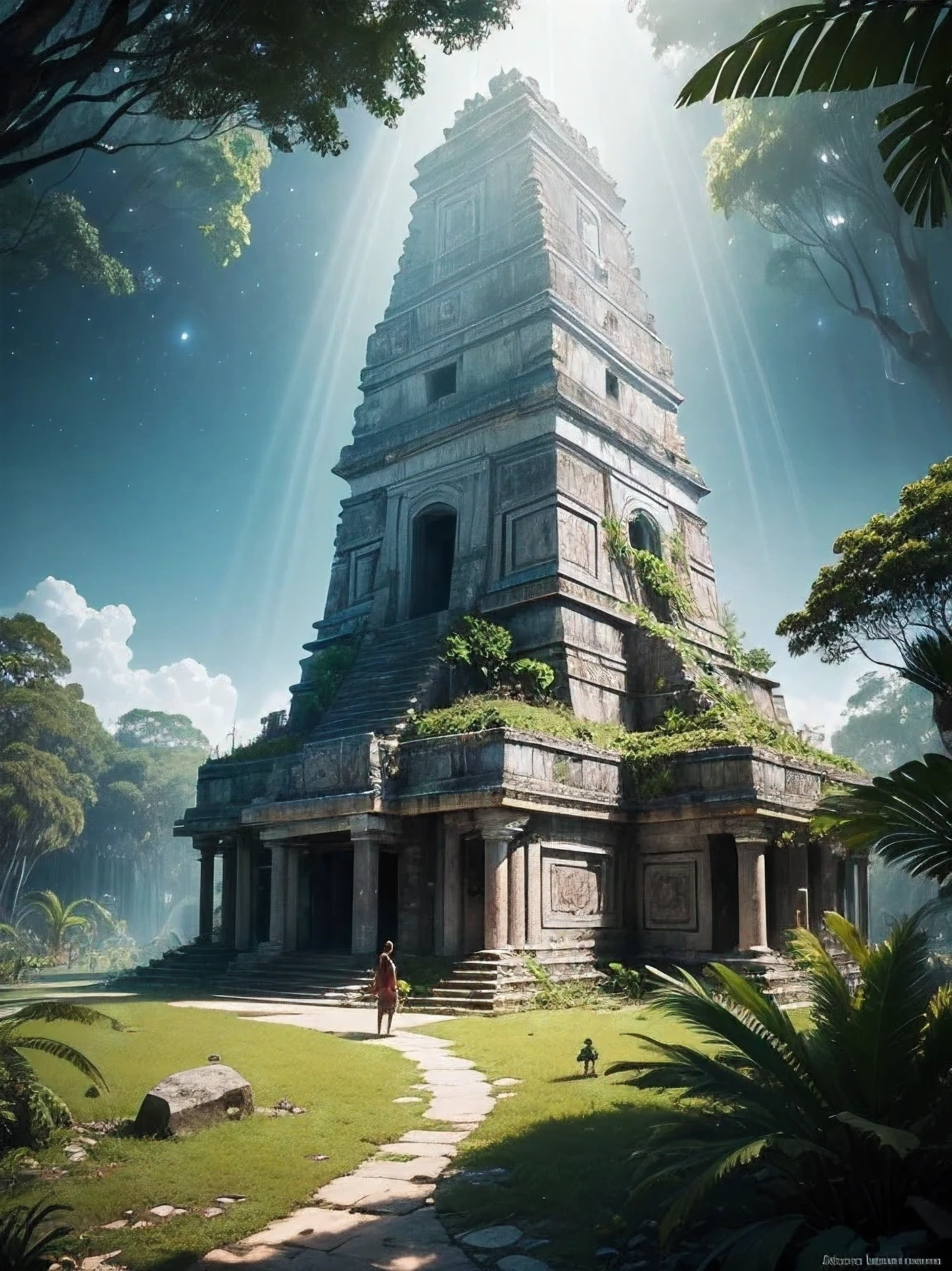 In the heart of the dense Yucatan jungle, the ancient Mayan civilization prospered, a bright light was a spaceship from an advanced alien civilization. Esses seres extraterrestres, fascinado pelos maias' advanced understanding of astronomy and its connection to the cosmos, resolvi fazer contato, arte de Ray Shark