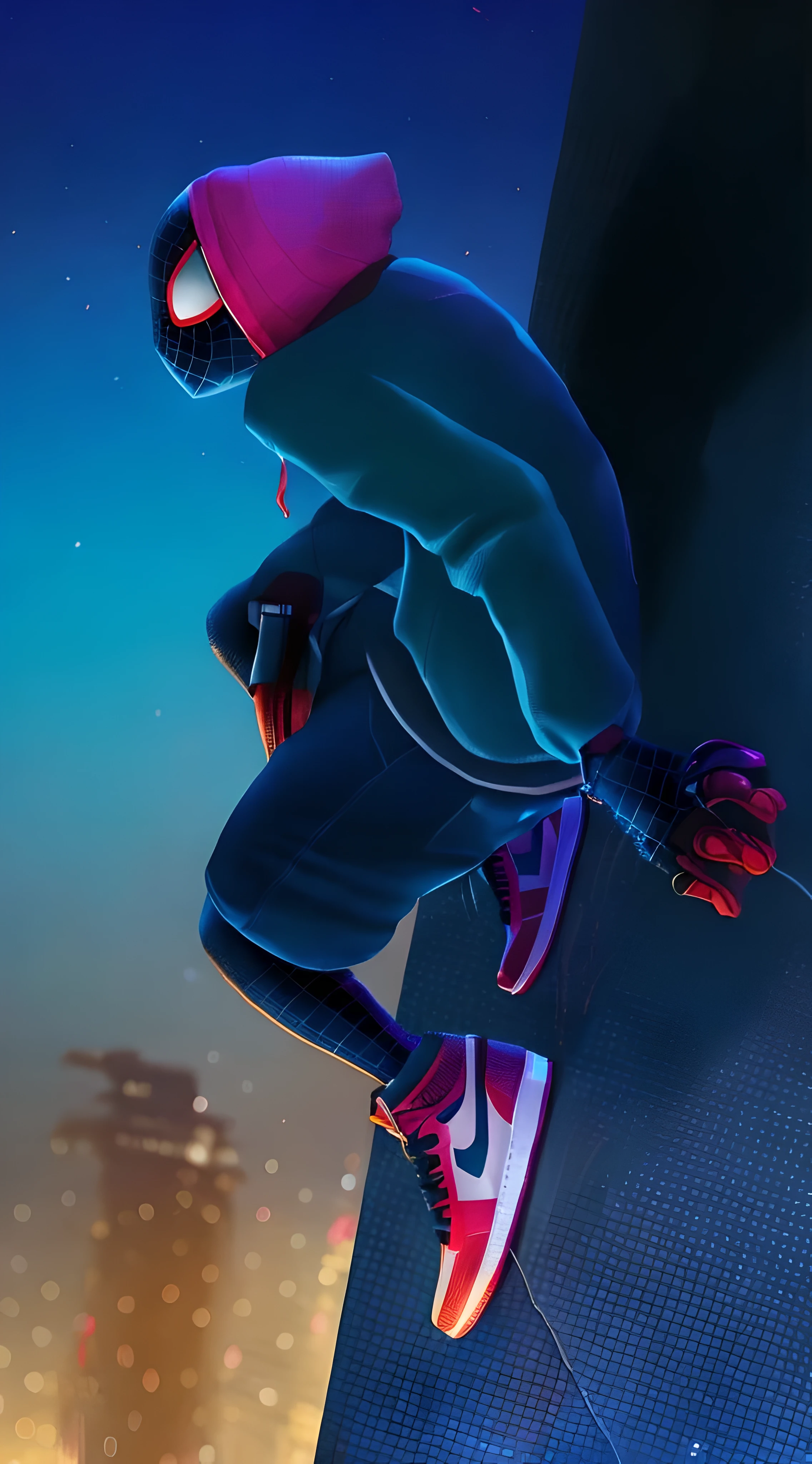 侠into the spider verse截图, into the spider verse, Futuristic style Spider-Man, Enter the Spider-Verse, Hero poses with colorful city lights, 4k vertical screen wallpaper, 4k vertical screen wallpaper, Wallpaper phone hd, Wallpaper phone, poetic art style, hq 4k Wallpaper phone, Thousands of morals, 8k vertical screen wallpaper, 8k vertical screen wallpaper