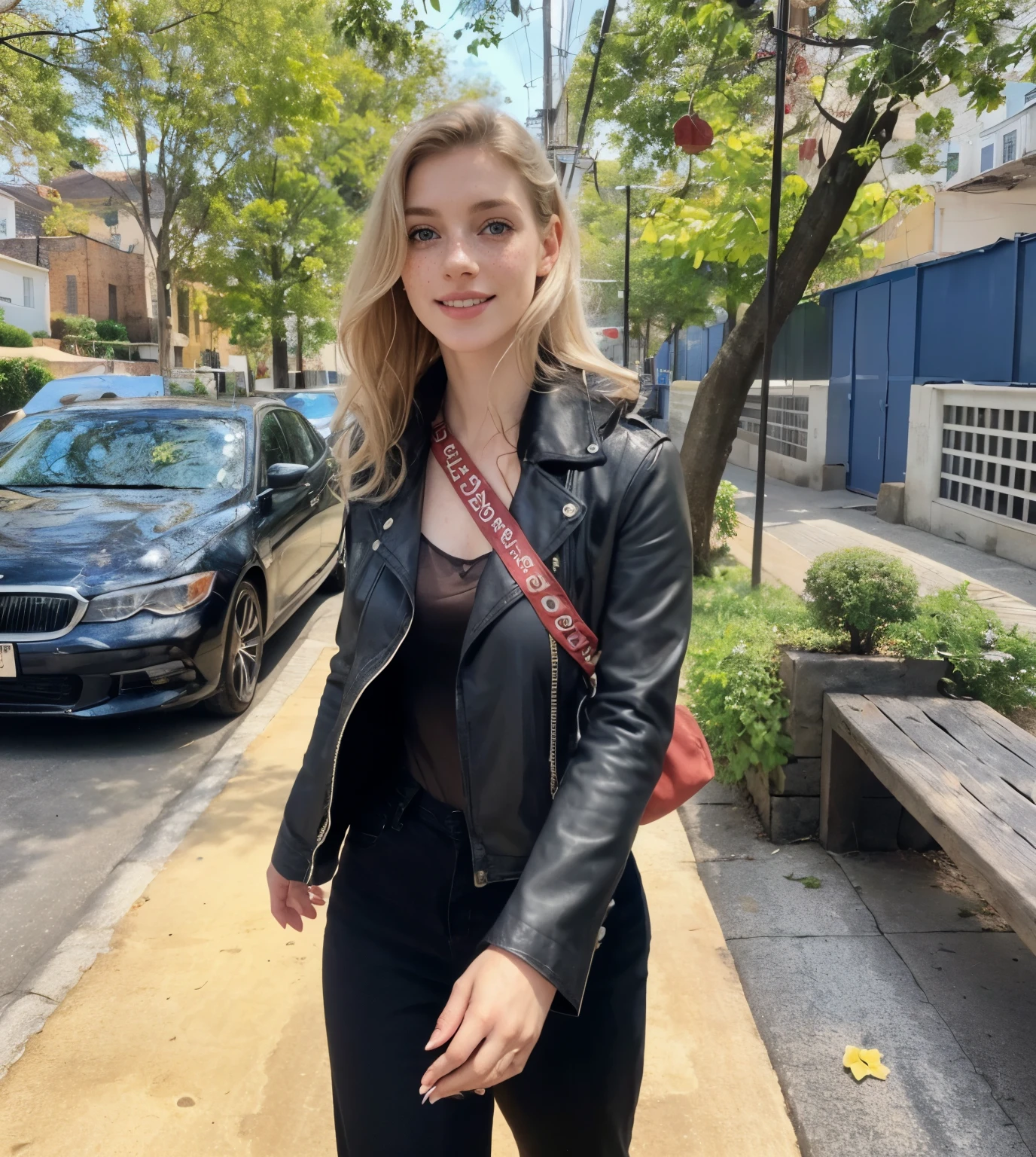 Rosto de uma mulher, americana, 25 anos, pale skin and freckles, olhos cinzas, nariz delicado, soft and delicate lips, cabelo blondie cinza longo e ondulados, sorriso meigo, olhar sedutor