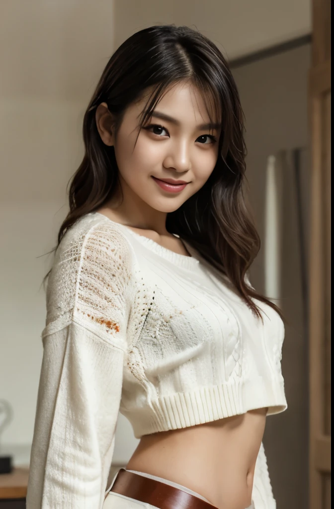 ((Full body, upper body)), ((Best Quality, 8K, unreal engine, RAW photo)), (Image, Photograph), ((Imada Mio:1.0), (Jisoo:0.5)), Photos of young Japanese women named Haruka, 27 year old, white background, beautiful face, very small chest, long black hair, white skin, (wearing ong_sleeves, sweater, sleeves_past_wrists, wind, white_sweater), standing in a room, highly detailed glossy eyes, high detailed skin, skin pores, beautiful, super fine face, exquisitely rendered details on face and skin texture, organic, stunningly beauty, smile, diffuse lighting, ornate, smooth, model pose, morning, sunlight