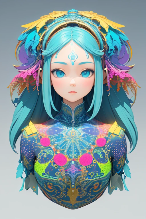 (masterpiece, best quality:1.2),(concept art、fractal art:1.5) ,(flat color:1.2),(3D:1.3),(fluorescence colour:1.5,colorful:1.2),looking at viewer,1girl,beautiful face,Gentle face,solo,upper body,floating colorful fluorescence water,vivid color、Symmetrical
