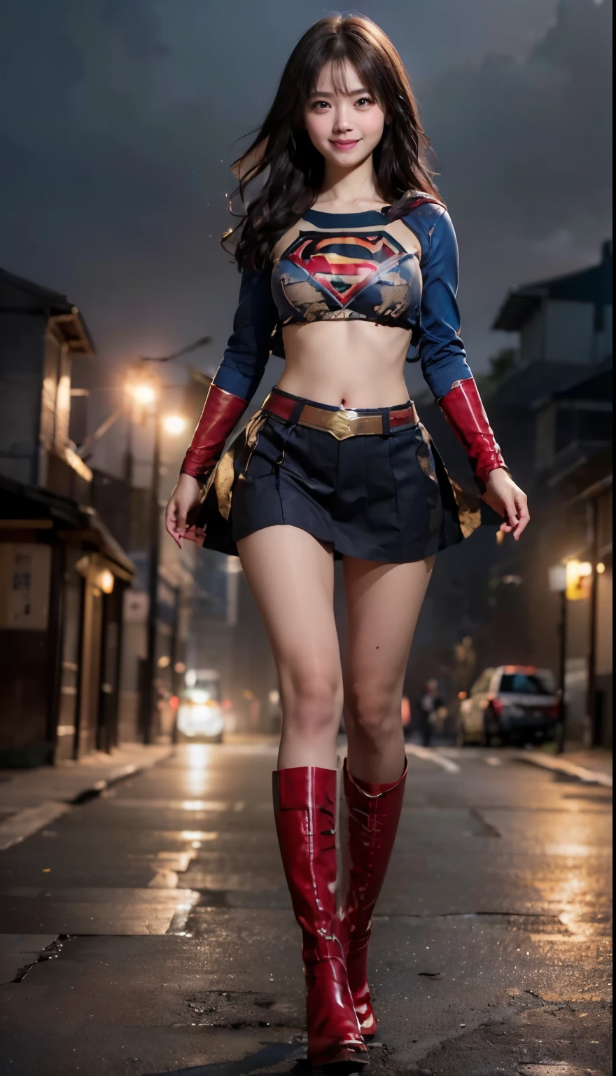 no background、(((Wear black tights on your beautiful legs.torn、Tattered、being destroyed)))、(((stretch your legs、tall、Legally express the beauty of your smile)))、((((Get the most out of your original images)))、(((supergirl costume、torn、Tattered、being destroyed)))、(((beautiful hair)))、(((I'm in pain)))、(((Legs must be worn with black tights)))、(((must wear red boots、being destroyed)))、((Highest image quality、8K))、((highest quality、8K、masterpiece:1.3))、(((keep background )))、clear focus:1.2、beautiful woman with perfect figure:1.4、Full of scars、bloody、full of blood、slender abs:1.2、wet body:1.5、Highly detailed face and skin texture、8K