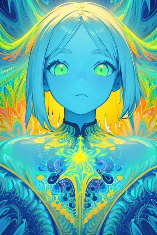 (masterpiece, best quality:1.2),(concept art、fractal art:1.5) ,(flat color:1.2),(3D:1.3),(fluorescence colour:1.5,colorful:1.2),looking at viewer,1girl,beautiful face,Gentle face,solo,upper body,floating colorful fluorescence,vivid color、Symmetrical
