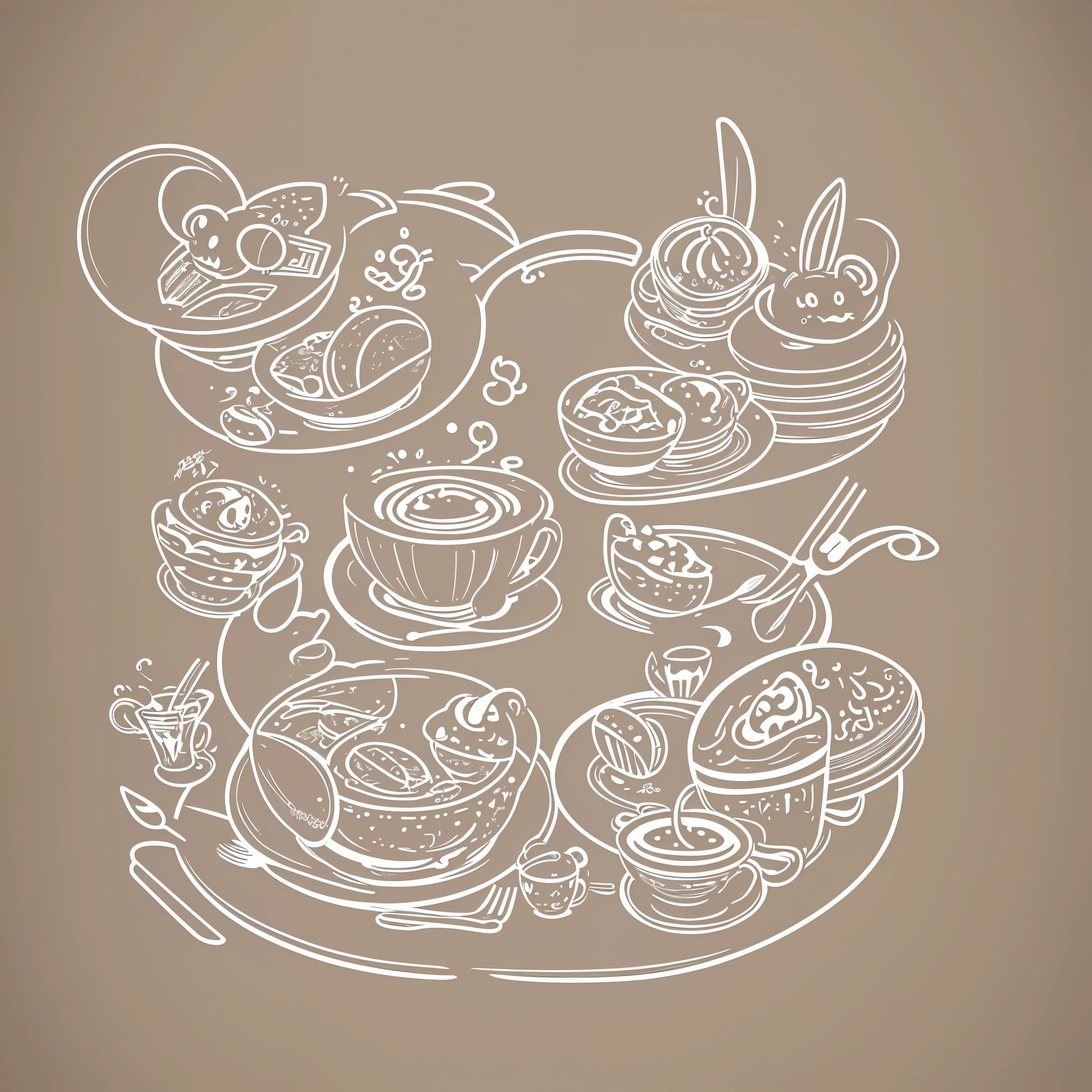 mouse cafe, logo, vector, line art, design, inspiration, straight, symmetry