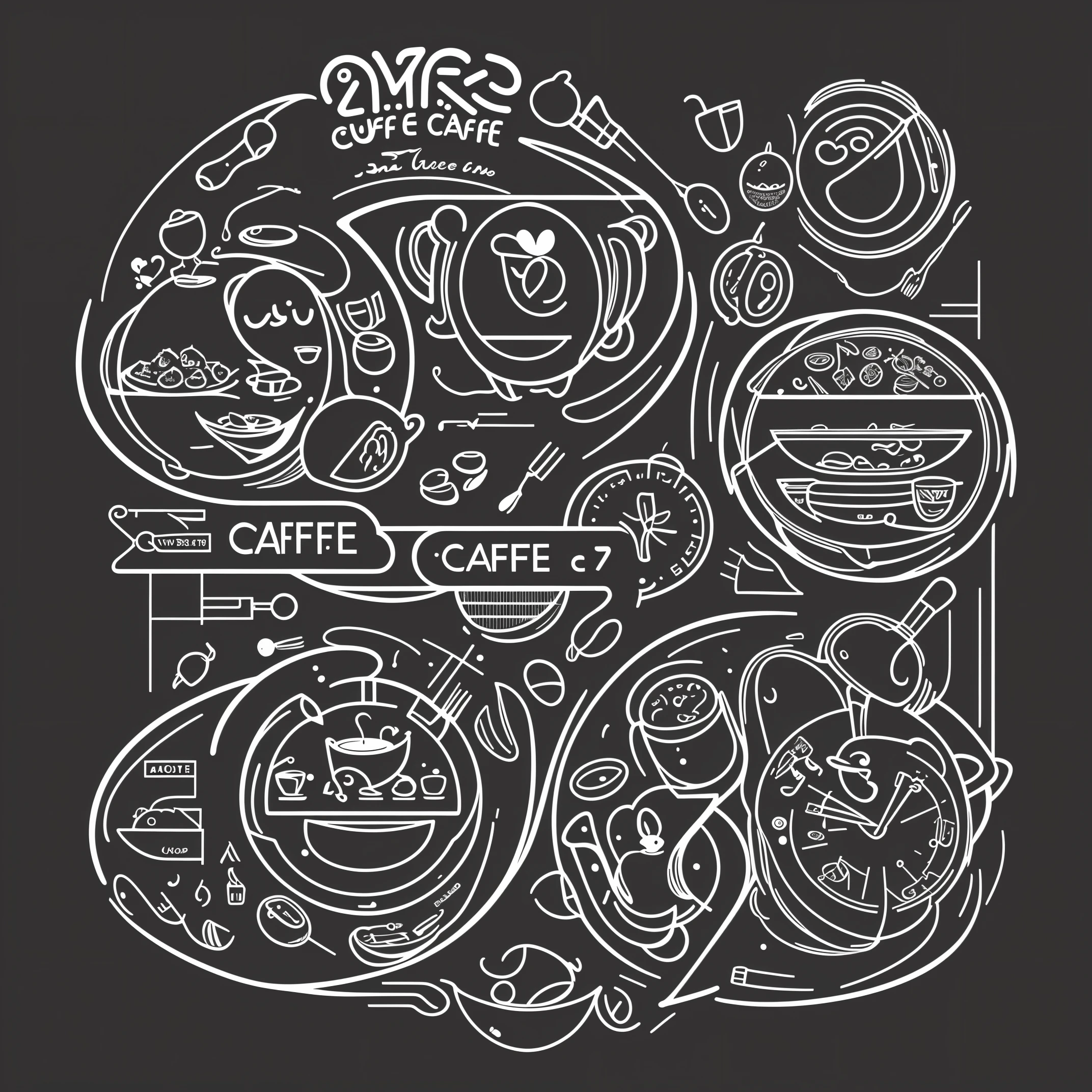 mouse cafe, logo, vector, line art, design, inspiration, straight, symmetry