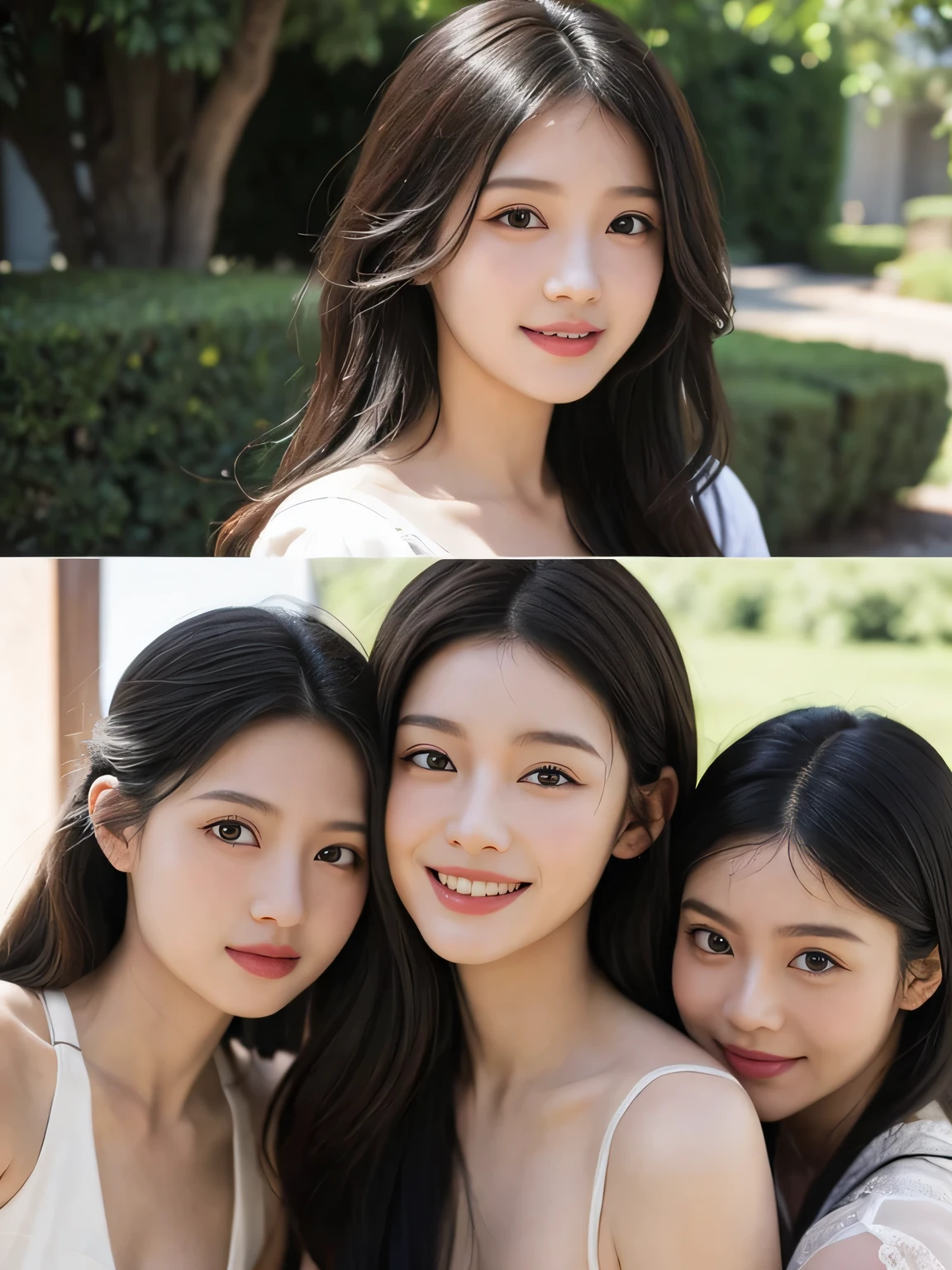 Ancient Roman scenery in the style of Nicolas Poussin,A smile,,Sweet and seductive appearance.、Caravaggio's paintings、Chiaroscuro of Caravaggio、Hair disheveled in the wind,Two women frolicking,Cute smile, Expression of ecstasy,A sexy,erotic