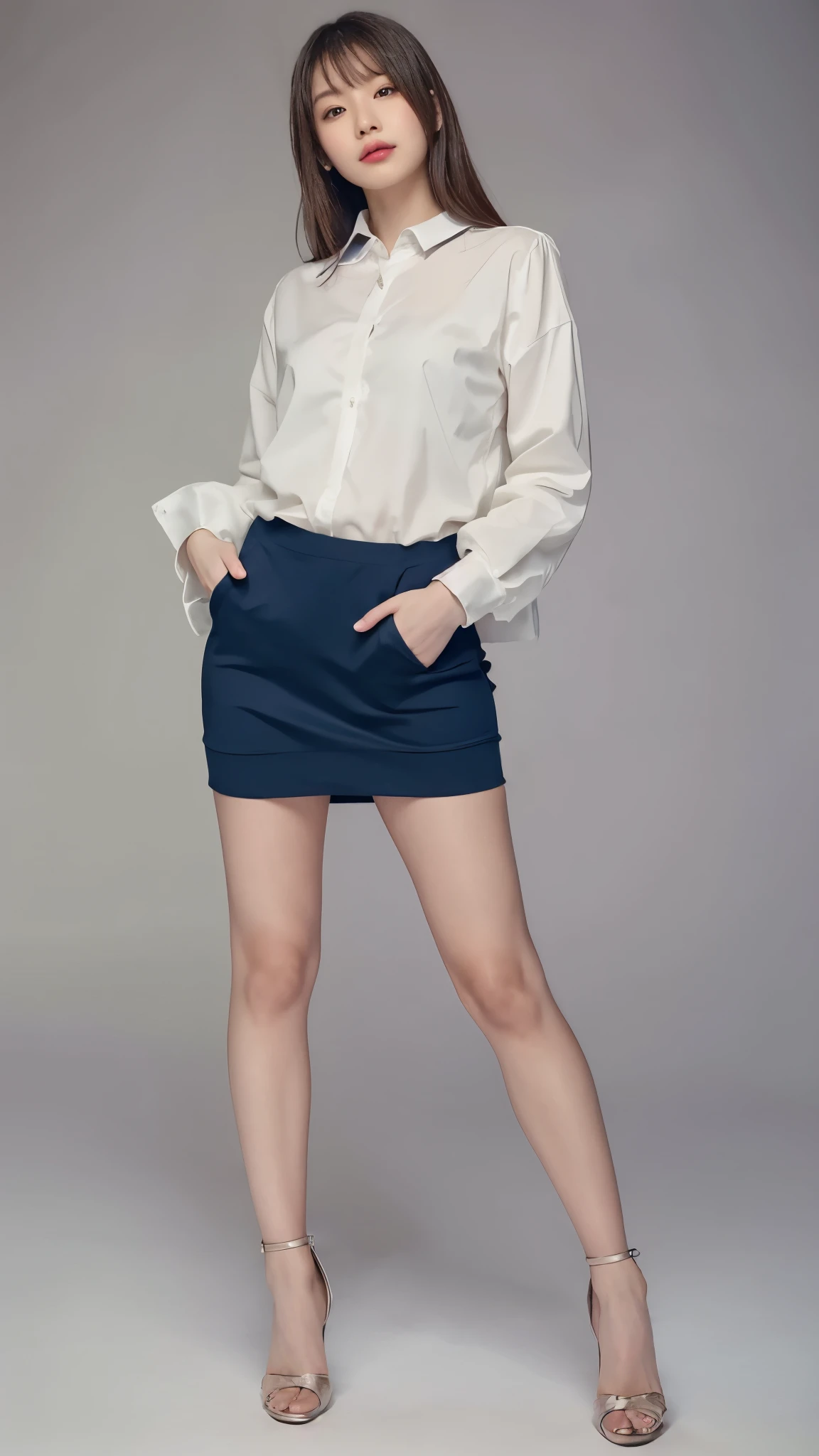 beautiful japanese woman，Photos taken by a professional photographer，random pose，arafed woman sitting at desk with a pair of scissors in her hand, elegant legs, White panties are underwear，long and thin legs, stockings and skirt, long legs, standing during class, very beautiful slim legs, とても美しいlong and thin legs, sitting at desk, Business service, beautiful feet, good hips and long legs, beautiful feet, surreal high school girl, cleavage, 