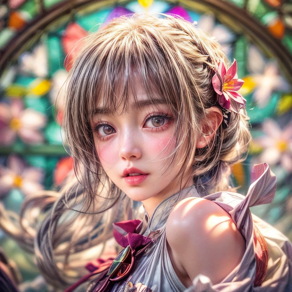 (NSFW:-0.98) . White and Red, (Dazzling colorful light pours down and reflects:1.2), (Physically-based Rendering with incredible detailed Textures), Award-winning Masterpiece of professional Analogue photograpy, { (((Photorealistic:1.37))) | (Hasselblad with F2.8) }, (((Acutance:0.99, Dynamic- Closeup:1.37), { from below | from side } )) . (KAWAII girls in (school uniform)) with visible Overflowing Cleavage and Navel without bra . (((Extremely detailed KAWAII face variations)) with joyful expressions), { Glossy cute Lips Closeup | Detailed natural eyes with sparkling highlights and long eyelashes | Rosy cheeks | Navel | (pretty Ass) | (Overflowing underboob) | Oiled ivory skin Details | White panties with (blood seeping only in crotch area) | ((full of Flowers covering girl's body:1.15)) | (((Dazzling colorful stained glass with stunning elaborate details:1.2))) | Mystic sight | A Halo ling in the air | God rays | Haze | Lens flare | Lens Ghost | Luminescent particles | Halation } . Ultra-detailed, (Exposed:0.8), (((Nipple:-0.9))) .