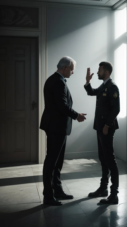 (Quality tags: masterpiece, high resolution, photo-realistic:1.3), a compelling image capturing the moment of potential ceasefire talks between Israel and Hamas, (representatives engaged in serious discussions:1.2), a visual narrative of the delicate negotiations, (body language conveying the weight of the talks:1.2), a scene charged with diplomatic urgency, (turbulent atmosphere reflecting the gravity of the ceasefire considerations:1.1), a somber ambiance in the midst of crucial discussions, (subtle details of diplomatic gestures and expressions:1.1), portraying the complexity of reaching an agreement, (subdued atmosphere conveying the hope for peace:1.2), a powerful portrayal of the profound diplomatic negotiations, (dynamic composition focusing on the key figures in the discussion:1.2), a vivid representation of the diplomatic efforts towards a potential ceasefire, (subtle play of light and shadow:1.2), creating a visually striking image of hope amidst tension.