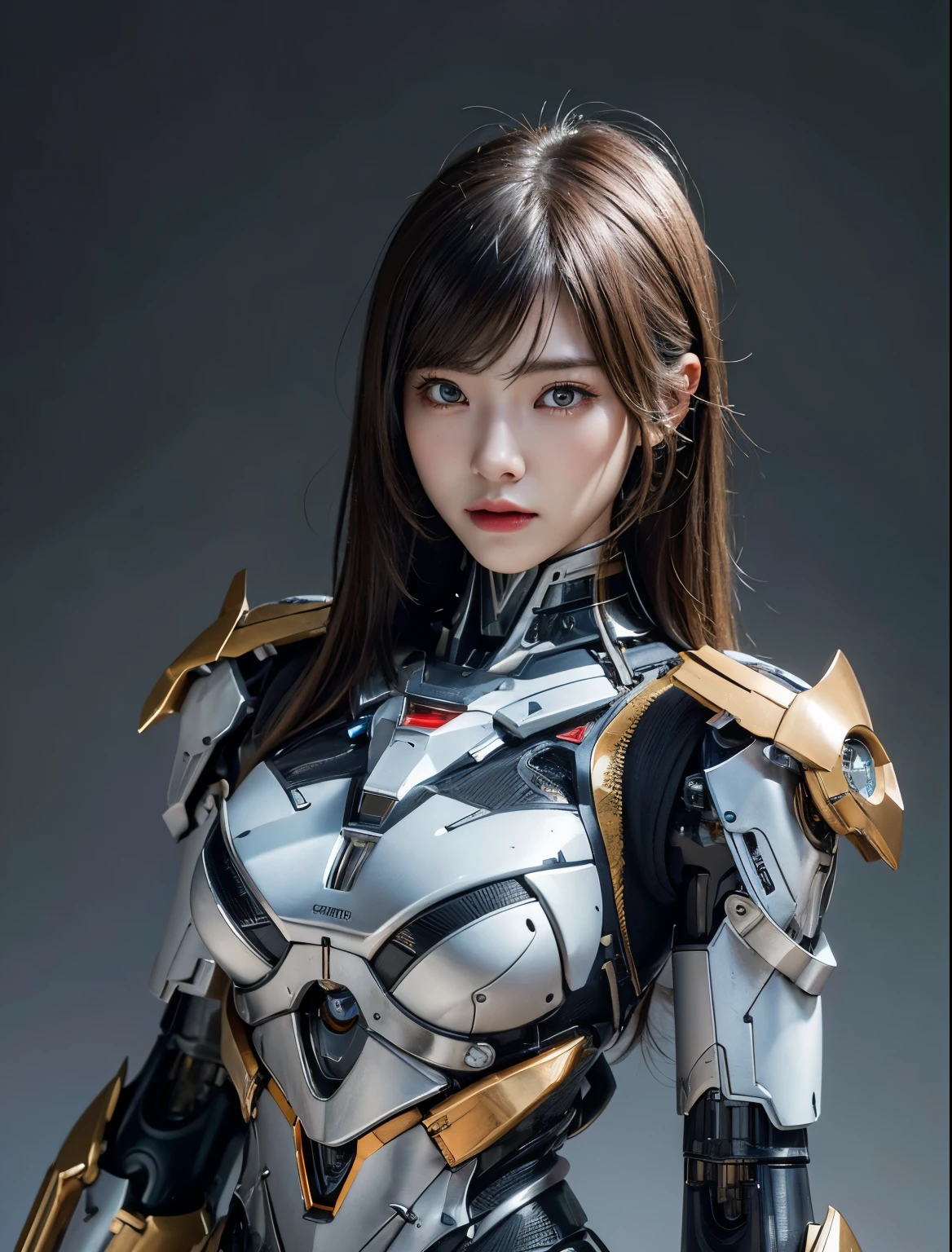 textured skin, super detail, high details, high quality, best quality, High resolution, 1080p, hard disk, Beautiful,beautiful cyborg woman,Mecha cyborg girl,Battle Mode,girl with mechanical body,She wears a battle cyborg mech with a weapon,Cyborg Warrior