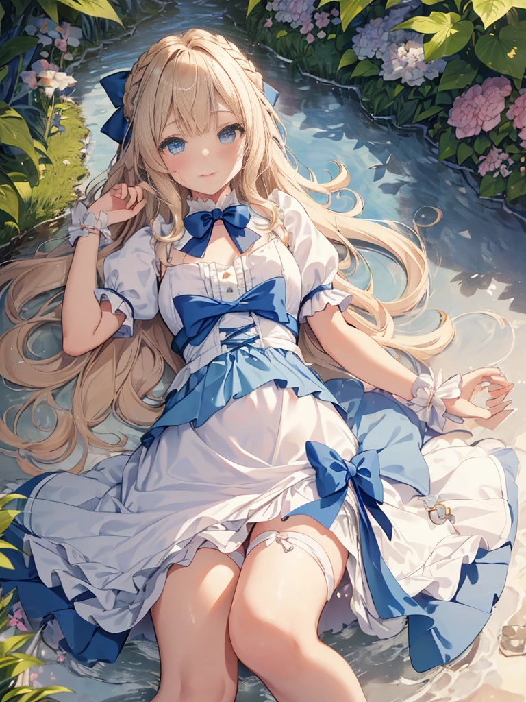 photo realistic, (masterpiece,best quality:1.4),(8k,raw photo,photo realistic:1.2), detailed skin, detailed face,1girl,Japanese idol,cute face, girl, Not Safe for Work,
1 girl in, length hair, blue eyes, blonde hair, light smile, ((hair of pubis, Not safe for work))), pubisure, ((shiny wavy hair)), diadems, (lying on stomach, from behind), up-skirt, doress, gothic dresses, shairband, shortsleeves, the bow hair, ((blue shairband)),(((No Panties))), (((twat))), ((Open twat)), (((skirt-lift))), a smile, red blush, light Blue Doress, Alice (Alice in Wonderland), White frilled legwear, ((Blue the Bow)), Puffy Sleeves, Bangss, Apron Dress, shortsleeves, ((Blue bow ribbon)), long hair, mini crown, frilld, white gothic dresses,: q, masterpiece, top-quality, not safe for work, Littleded bangs, mary janes,(FULL Body), (((spread puss,Not Safe for Work))), (((cervix))), ((puss juice, Sweat, Sweatdrop)), (((spread puss,Not Safe for Work))), ((ure-thra)), nip,((cli-toris)), urinates, (((anus))), (((from below))),(Garter ring that looks like frilly panties),(((nudi-ty:1.6,top-less:1.1,expose breasts,breasts out))),flat chest, (((nipp-les))),(((nipp)),nip,
yumekawa,yumekawaii,pastel color,(wonderland garden:1.3),imagination, friled panties,