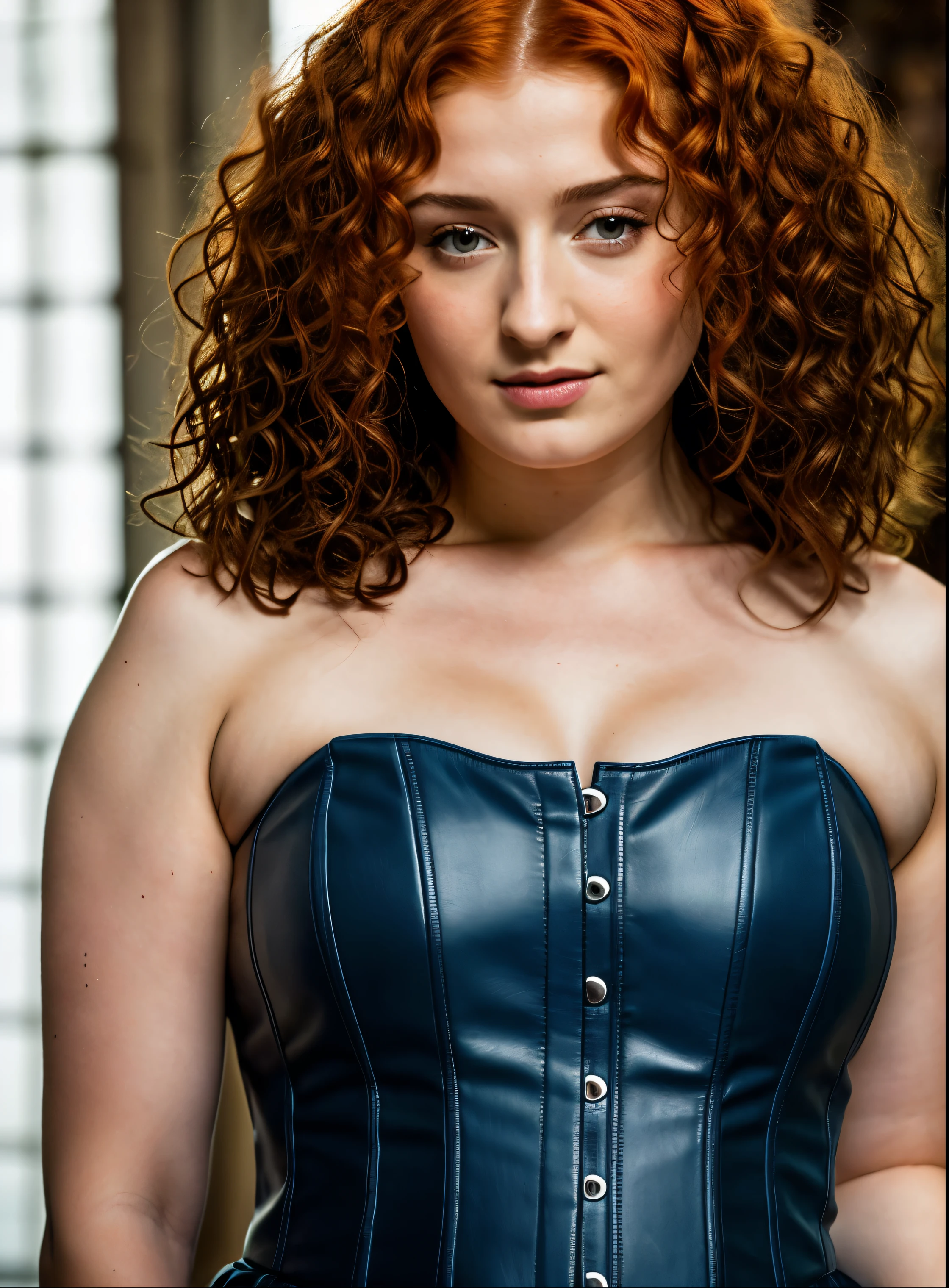 Foto RAW, Sansa Stark PLAYED BY SOPHIE TURNER Ned and Cat's oldest daughter. Demure and ladylike, her dream to marry Prince Joffrey. Her direwolf named Lady , Game of Thrones Series, (pele altamente detalhada: 1.2), 8k UHD, DSLR, soft-lighting, alta qualidade, grain of film, Fujifilm XT3