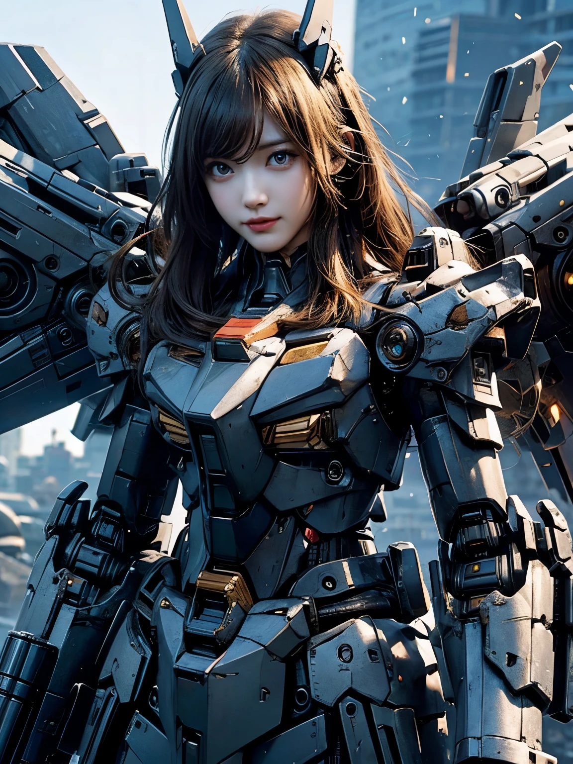 rough skin, Super detailed, advanced details, high quality, 最high quality, High resolution, 1080P, hard disk, beautiful,(gundam),beautifulサイボーグの女性,Mecha cyborg girl,battle mode,Mecha body girl,彼女は未来的なgundamメカを身に着けています,full body shot