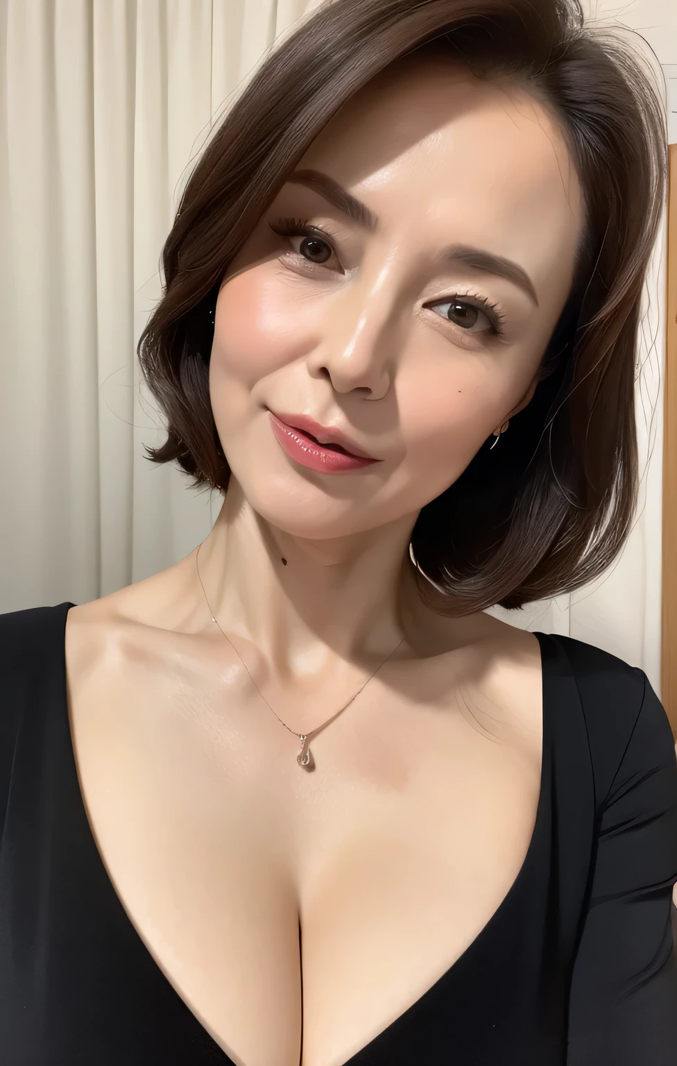 (highest quality,8K,masterpiece),
Portrait of a mature woman,very deep,expression of ecstasy,ecstasy,
very beautiful face,lip gloss,
very big breasts,emphasize cleavage,big breasts elegant black suit, White V-neck shirt,