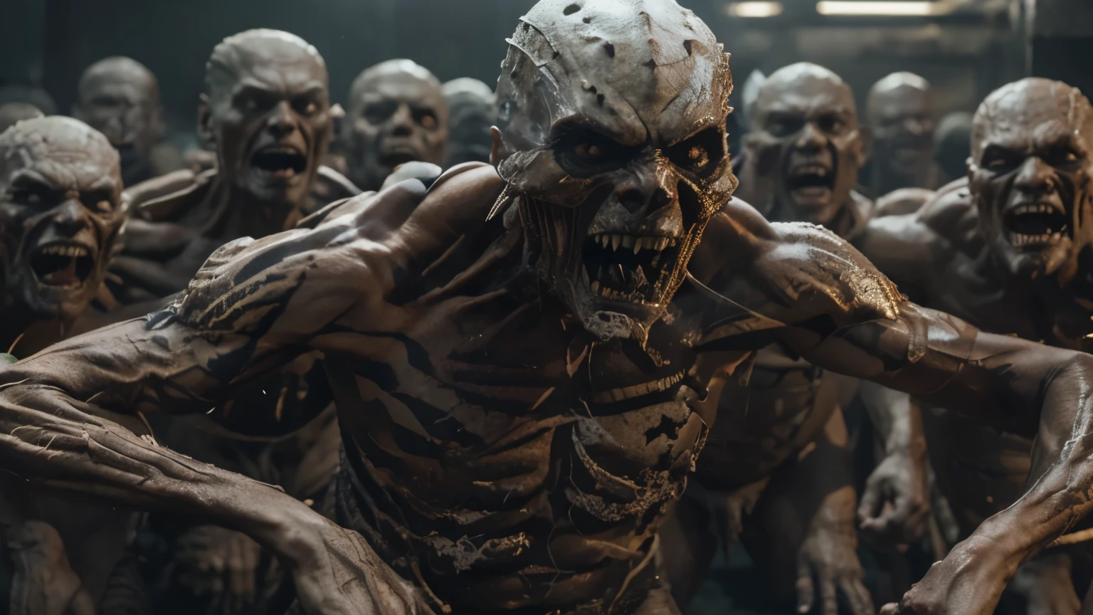 vicious men with reptile skin and sharp teeth