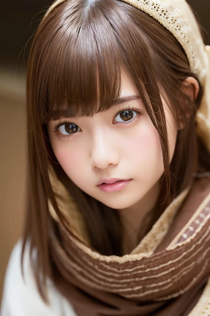 highest quality, masterpiece, (realistic:1.2), 1 girl, brown hair, brown eyes,front, detailed face, beautiful eyes