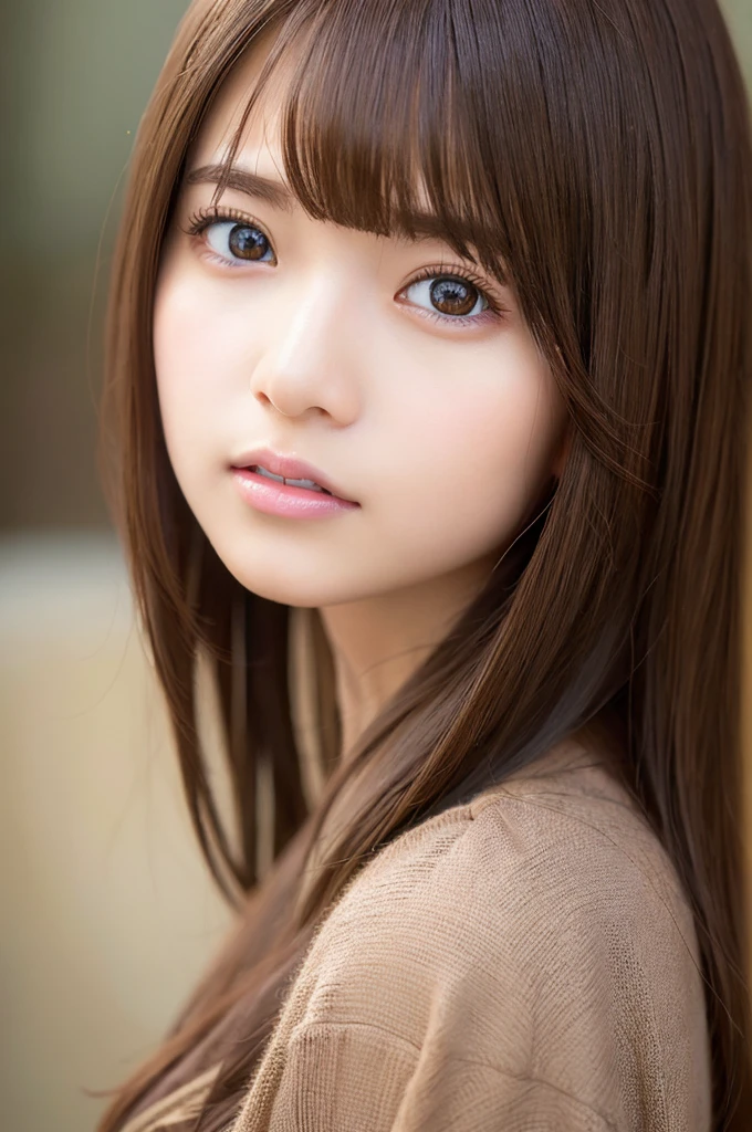 highest quality, masterpiece,  (realistic:1.2), 1 girl, brown hair, brown eyes,front, detailed face, beautiful eyes