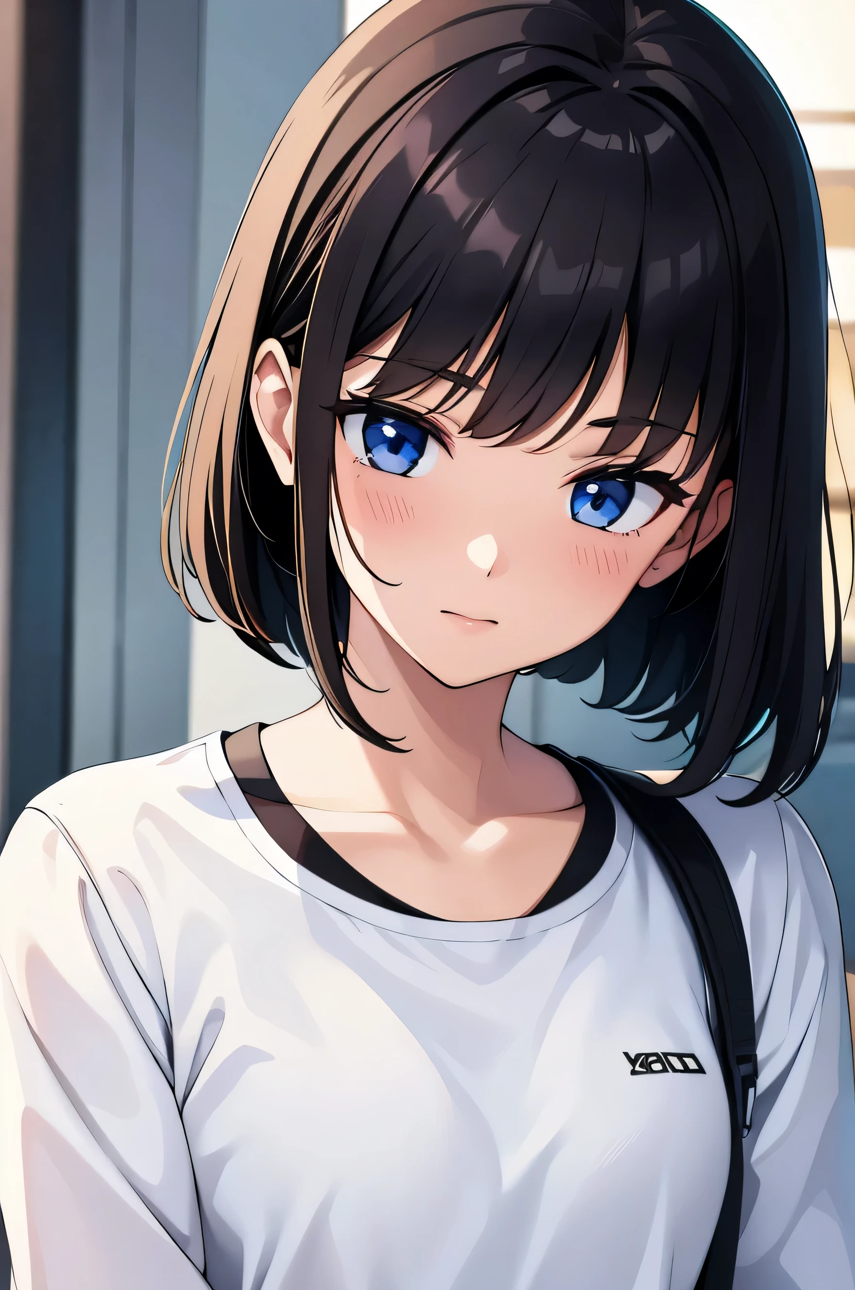 straight black hair cute 16 years old white shirt