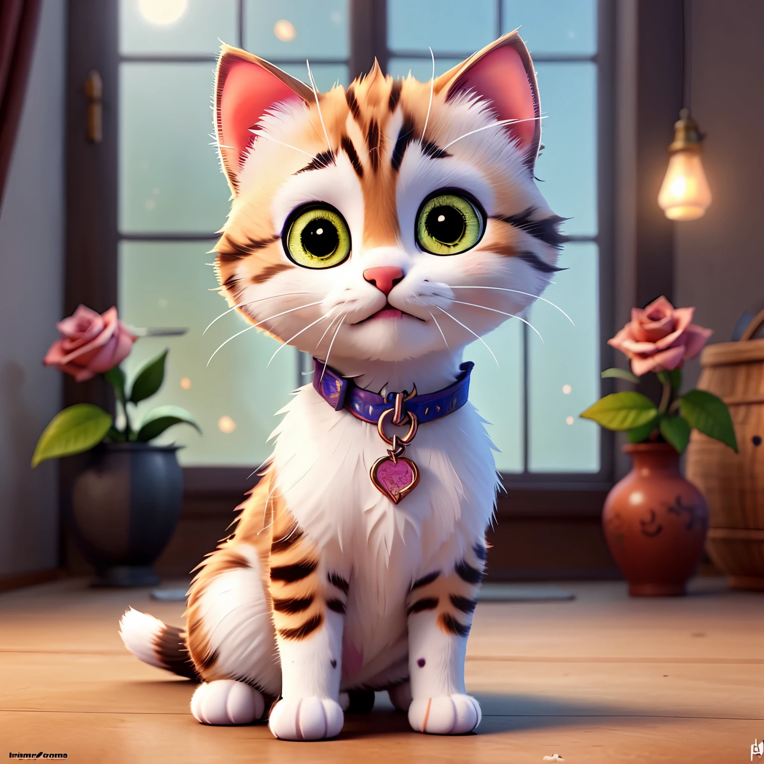 In this ultra-detailed CG art, the adorable kitten surrounded by ethereal roses, best quality, high resolution, intricate details, fantasy, cute animals