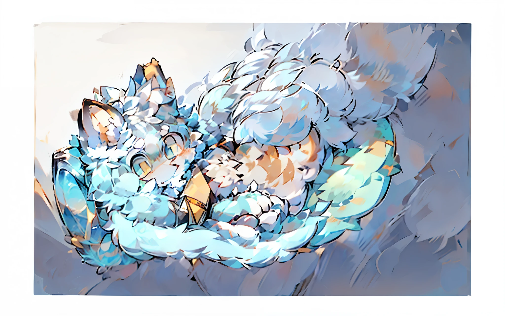 Eyes are bright,Character busts,Q version，头像框， Character focus，solo, hairy, hairy的公猫, White fur for men,  No hair，Loli style，Little cute， Will sell moe
