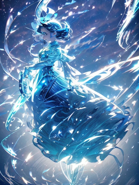 Cosmic Fallen Angel, ojos de luz brillante, Rostro delicado y hermoso,Pecho grande,biomech, misterioso, dreamlike, Colores muy brillantes, light particles, con luz brillando, Mshiv, arte del papel pintado, fondo de pantalla hd