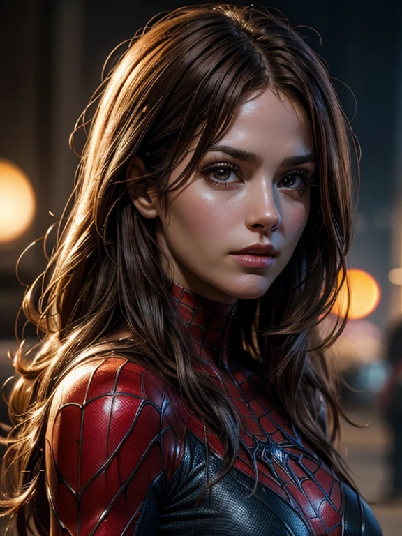 (best quality), (close-up), (headshot), beautiful close shot of Mary Jane Watson from spiderman, HDR, 4k, UHD, 3D