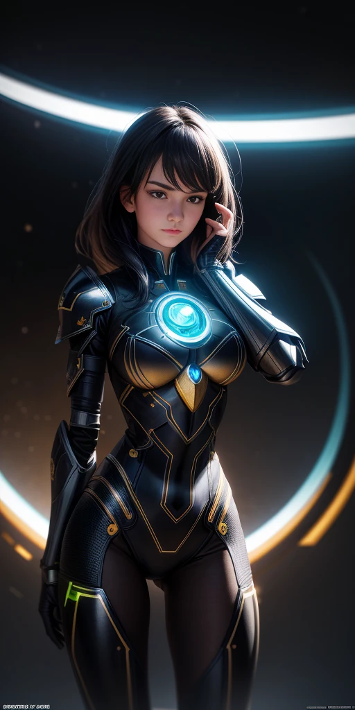 majestic, 20 year old girl, Invisible armor dress, big breasts:1.3, Cyberprep, Amigurumi, portrait, zbrush rendering, motion blur, interactive, Clean colors, Dream nucleus, Flashlight lighting, Realistic dramatic lighting, Highly detailed environment, quality, Redshift rendering, 8K