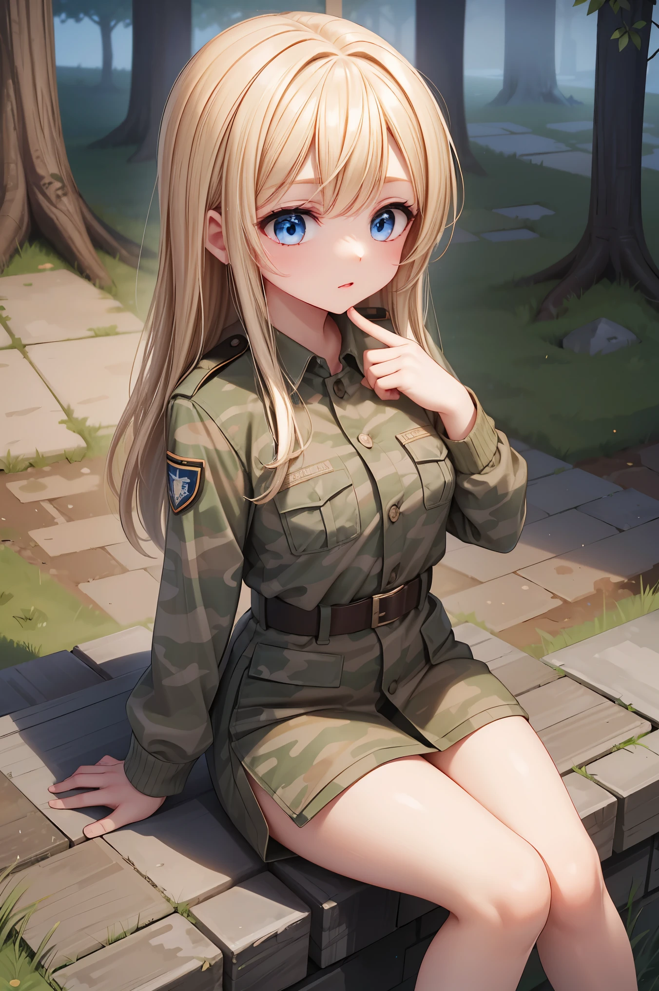 ((masterpiece, best quality, ultra-detailed, very fine 8KCG wallpapers)), 1girl, solo, medium breasts, soldier, camouflage clothing, military base, military uniform, nice hands, perfect hands,