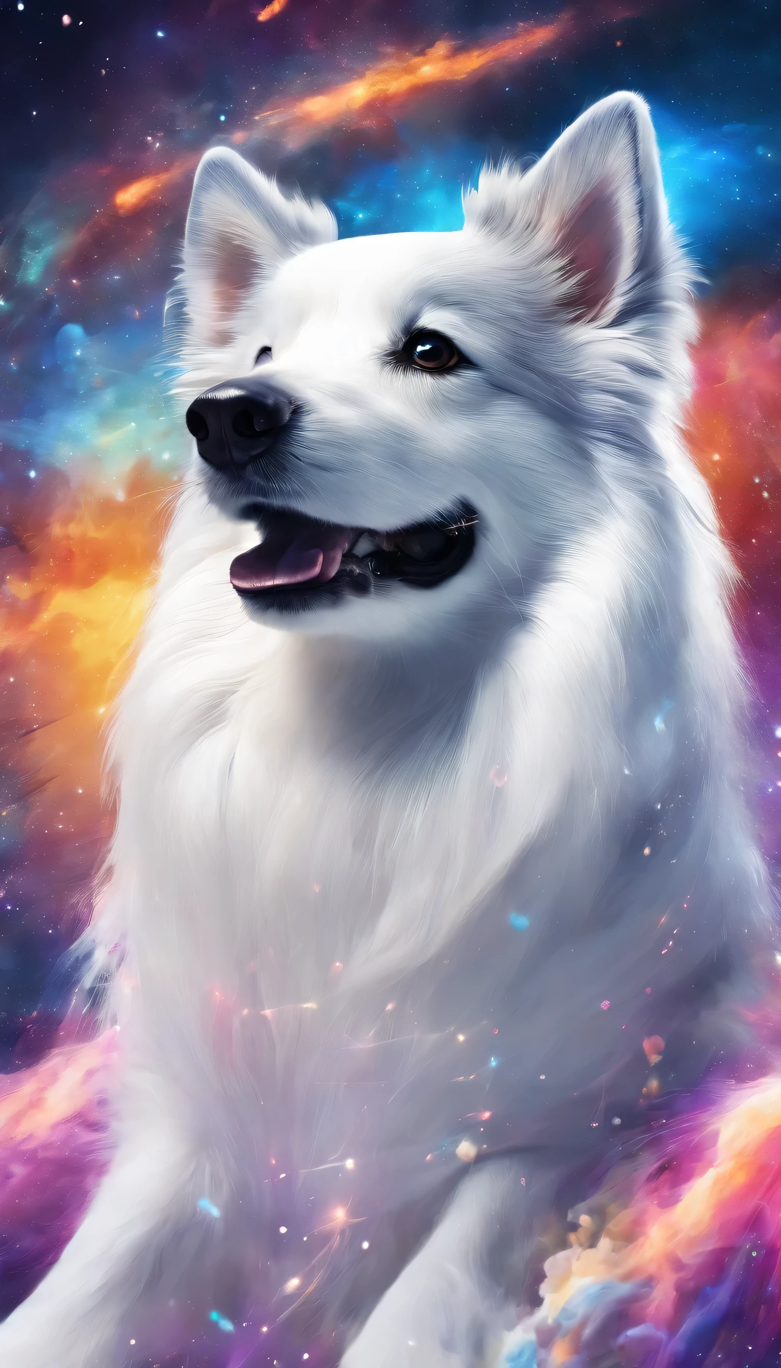 splash art, Shetland Shetland Shepherd Dog, ((White background)), The head is located below the center of the screen,sharp vision, art station, Color paint splatter style, contour, Super detailed complex detailed , Unreal Engine, excellent, intricate details, splash screen, complementary colors, fantasy concept art, 8K resolution, The work of an outlier, painting, puff, paint drops, splash ink painting