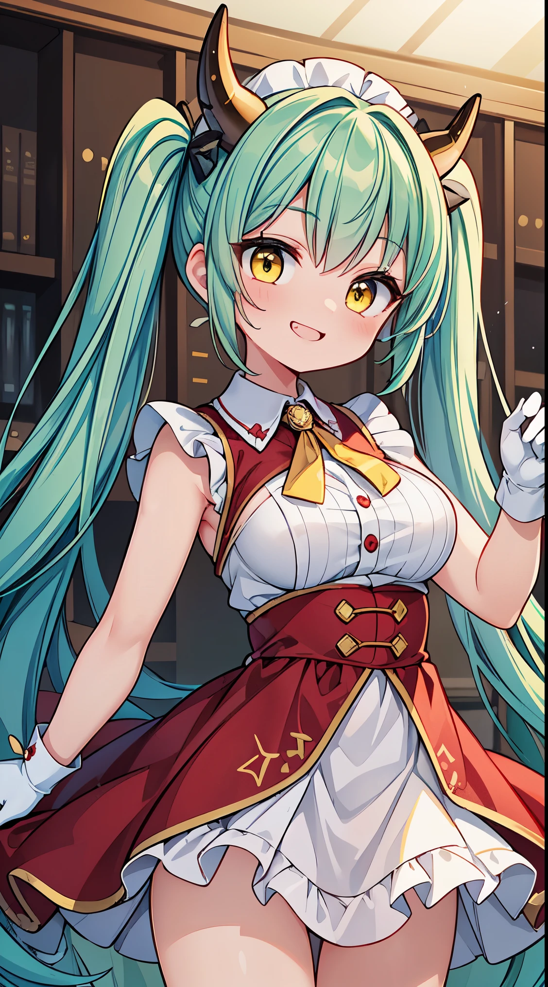 ultra-detailed, high resolution,(incredibly absurdness) ,extremely detailed CG unity 8k wallpaper, ((masterpiece)), ((top-quality)),
BREAK, 1 beautiful girl, (17 year old girl),alone,(cute:1.5),(Little:0.6),(cute:1.5),(change:0.5),break, :d, (twin tails, green hair, horn, long hair:1.35), (yellow eyes, double, slanted eyes:1.45), blush, double teeth, ((D cup breasts))), heart, sight, maid, /maid dragon/, dragon tail, (long eyelashes, double eyelids, thin eyebrows:1.2), alone, glowing skin, beautiful skin, beautiful skin, (highest quality face), (highest quality slanted eyes), maid outfit, gloves, open your mouth, short sleeve, smile, white gloves,(The best smile,smug face:1.45),
BREAK,
luxury red dress, slit, sleeveless,
BREAK,
beautiful detailed face and eyes, smile, blond hair, long hair, straight hair, blue eyes,
BREAK,
stage, (luxury sports car:1.5), standing in front of car, spotlight,
BREAK,wakame,wakame,wakame,(Cowboy Shot:1.4),
BREAK,(Blurry background:1.3),(absurderes, hight resolution, Super Detail Art),cel shading,Clear Color, Lonely optical effect, Beautiful pictures, Bright glow, mystic atmosphere,(Close-up of girl:1.1), Mystical light particle effect,manga influence, clean line drawings,