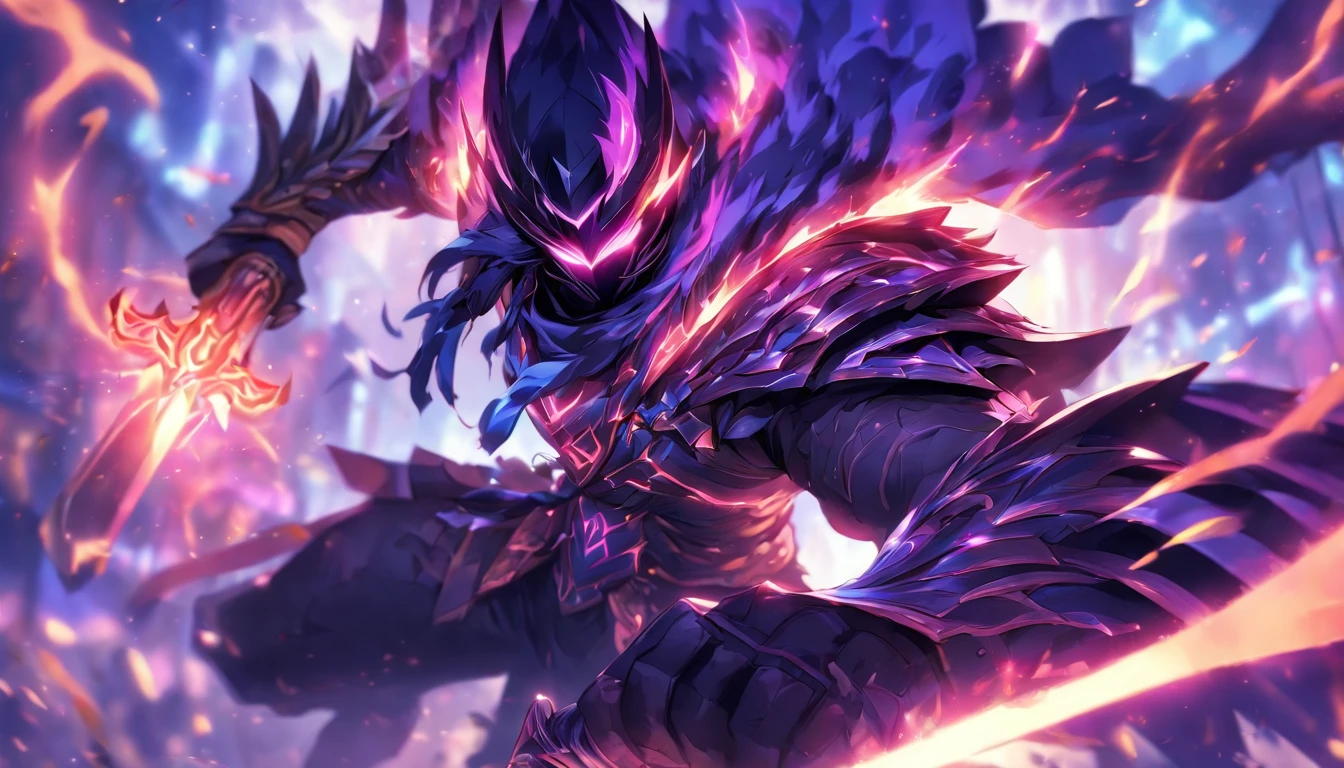 1 person similar to talon legendary sword costume in league of legends, 4k, full hd, dark, magic, fire, night