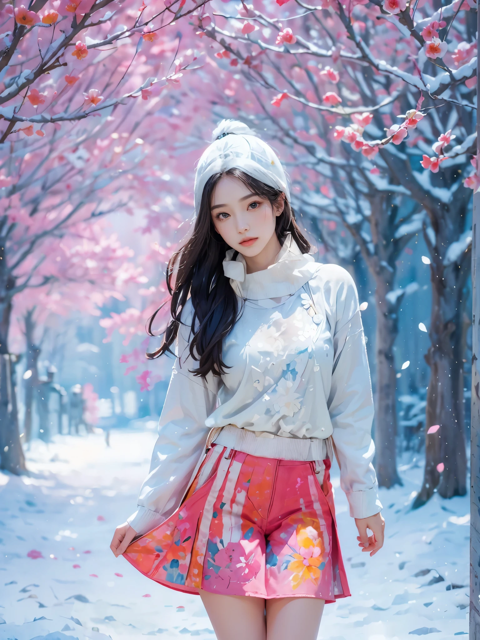Imaginative thoughts on your dream girlfriend、Warm depiction，Envisioned as a dream lover and lifelong partner。She embodies the simplicity of Chinese rural girls、Industrious，Integrated with wisdom、Beautiful and hard-working character。This artistic depiction shows her in a rural setting，Exuding sweetness、Romantic atmosphere。((She wears simple denim overalls and a white shirt))，Reflecting her humble origins and down-to-earth character。Her facial features are gentle and beautiful，The expression is kind、Tempting。The background is a picturesque rural landscape，Rolling hills、Fields and traditional country houses，Adds a sweet rustic romantic charm。The overall style blends realism and idealized rural beauty，embodies the dreamlike、The Essence of a Cute Country Girl, (floral watercolor painting:1.5)，(Super high saturation, bright and vivid colors:1.5), (nsfw), (Look at the audience head-on:1.5)