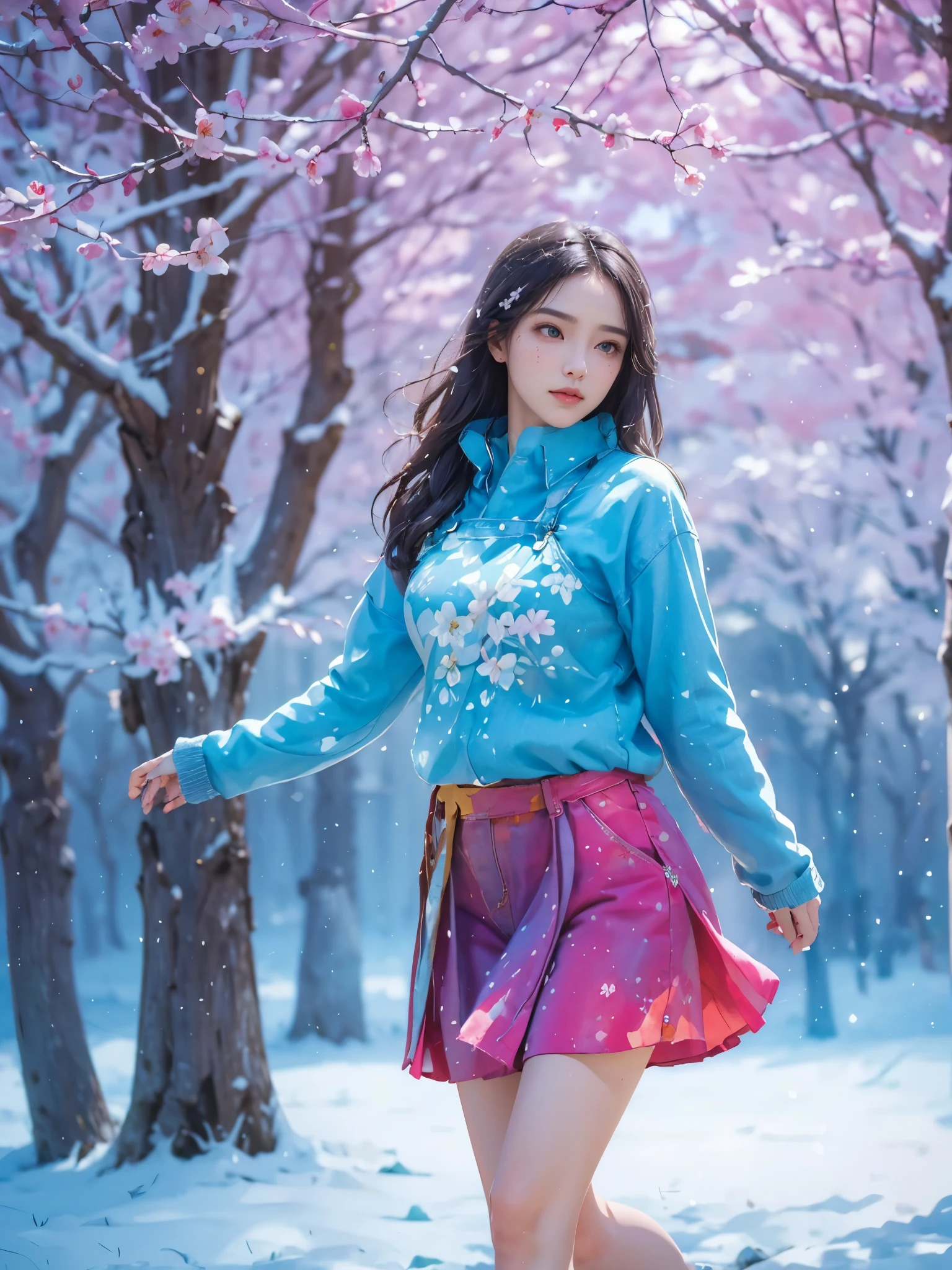 Imaginative thoughts on your dream girlfriend、Warm depiction,Envisioned as a dream lover and lifelong partner。She embodies the simplicity of Chinese rural girls、Industrious,Integrated with wisdom、Beautiful and hard-working character。This artistic depiction shows her in a rural setting,Exuding sweetness、Romantic atmosphere。((She wears simple denim overalls and a white shirt)),Reflecting her humble origins and down-to-earth character。Her facial features are gentle and beautiful,The expression is kind、Tempting。The background is a picturesque rural landscape,Rolling hills、Fields and traditional country houses,Adds a sweet rustic romantic charm。The overall style blends realism and idealized rural beauty,embodies the dreamlike、The Essence of a Cute Country Girl, (floral watercolor painting:1.5),(Super high saturation, bright and vivid colors:1.5), (nsfw), (Look at the audience head-on:1.5)
