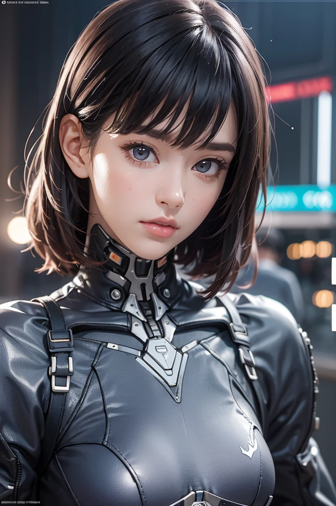 Complex 3D rendering of ultra-detailed porcelain girl, 1 girl, (natural skin texture, actual eye details:1.2), part, beautiful soft light, rim light, Vibrant details, Luxury Cyberpunk, hyperactual, anatomical, face muscles, Cable wire, microchip, elegant, beautiful background, octane rendering, apple style, 8k, best quality, masterpiece, illustration, extremely delicate and beautiful, CG, Unite, wallpaper, (actual, photo-actual:1.2), Astonishing, fine details, masterpiece, best quality, official art, extremely detailed CG Unite 8k wallpaper, Extremely ridiculous, sexy, Mechanical skeleton, Android, Surrealism, Doomsday wasteland, (high-tech prosthetics:1.2), Fluffy black short hair, Perfect body, Navy blue glowing cyber ship